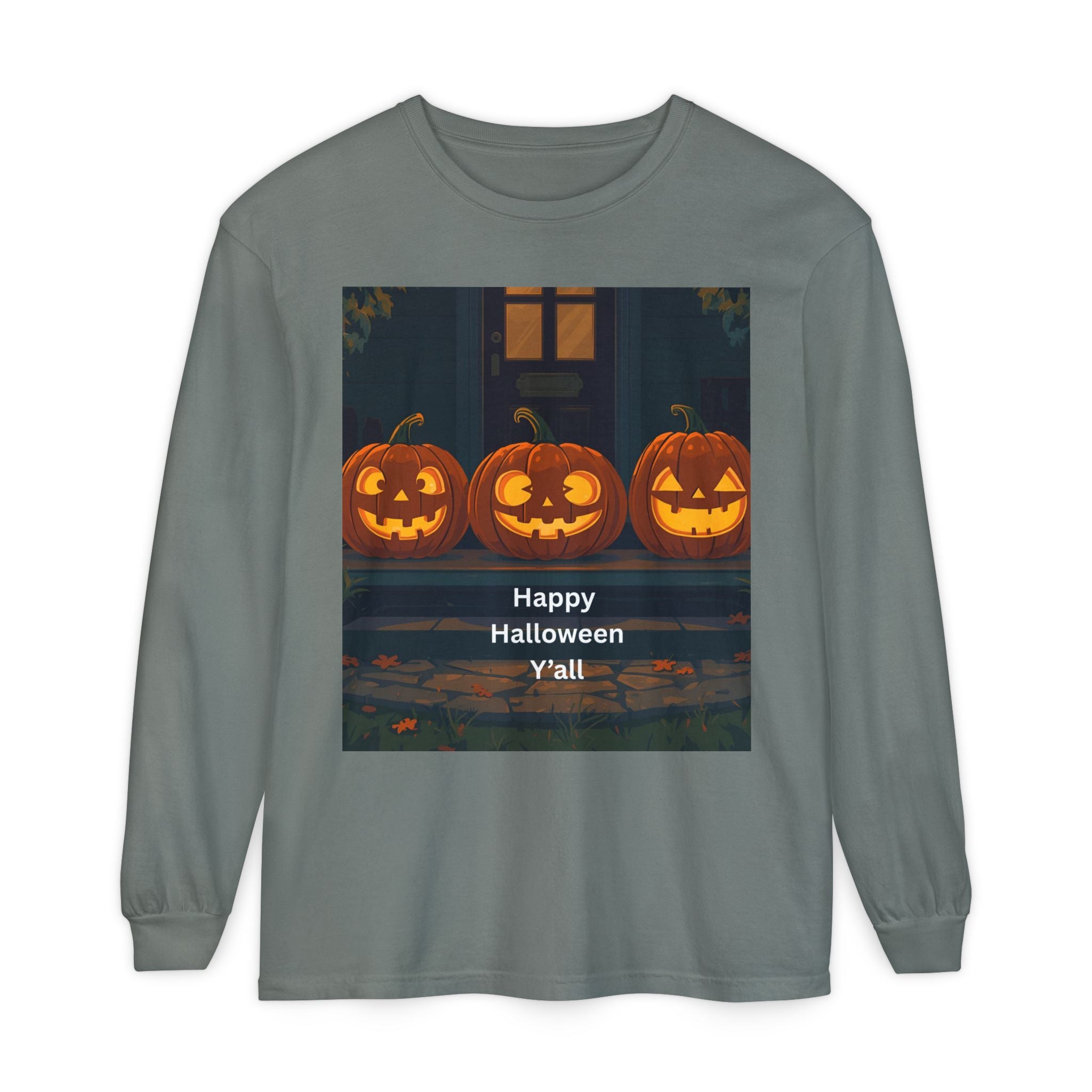Halloween Pumpkin Long Sleeve T-Shirt, Fall Apparel, Comfortable Shirt, Unisex Halloween Tee, Seasonal Gift, Spooky Vibes