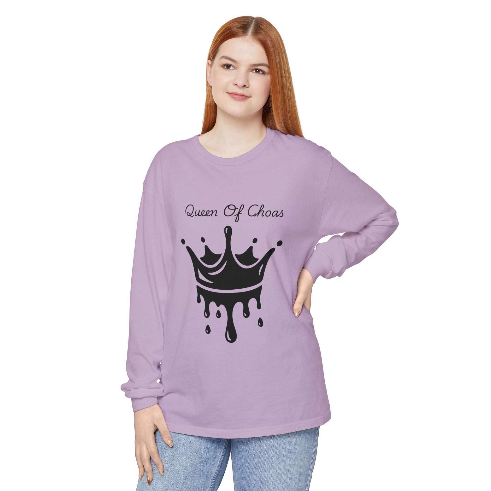 Queen of Chaos Long Sleeve T-Shirt - Stylish Unisex Apparel for Creative Souls, Casual Wear, Gift for Her, Birthday, Everyday Style
