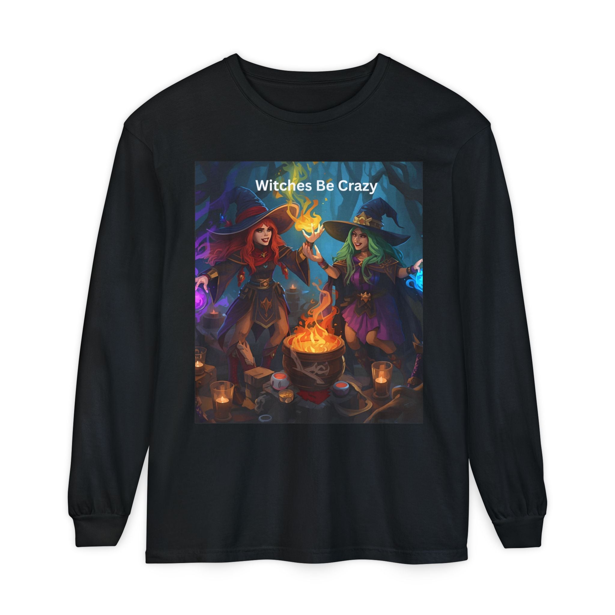 Spooky Halloween Witches Be Crazy Long Sleeve T-Shirt, Halloween Top, Witchy Apparel, Unisex Shirt, Spooky Gift, Casual Wear