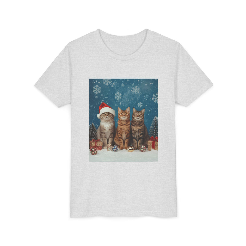Cute Cat Festive Christmas Youth Short Sleeve Tee