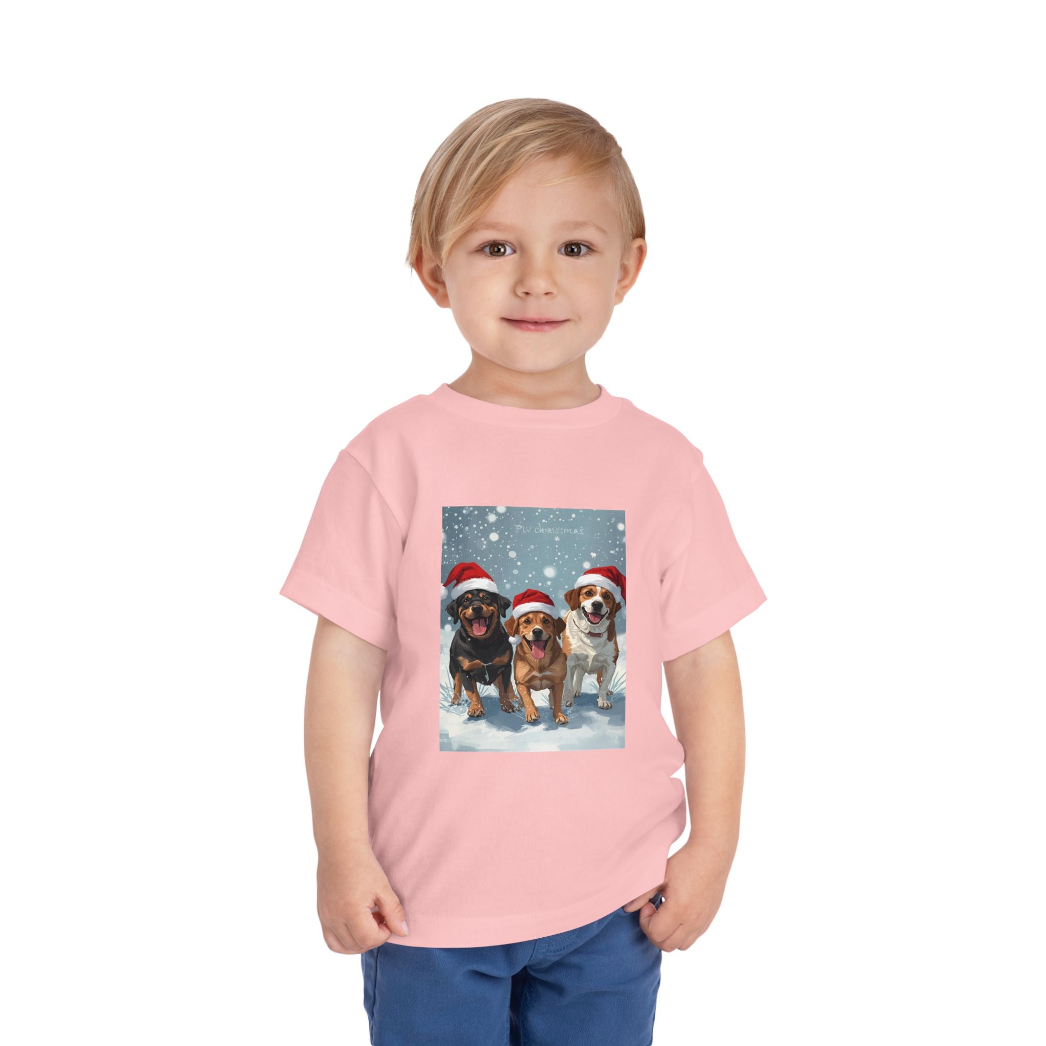 Cute Christmas Dogs Toddler Short Sleeve Tee