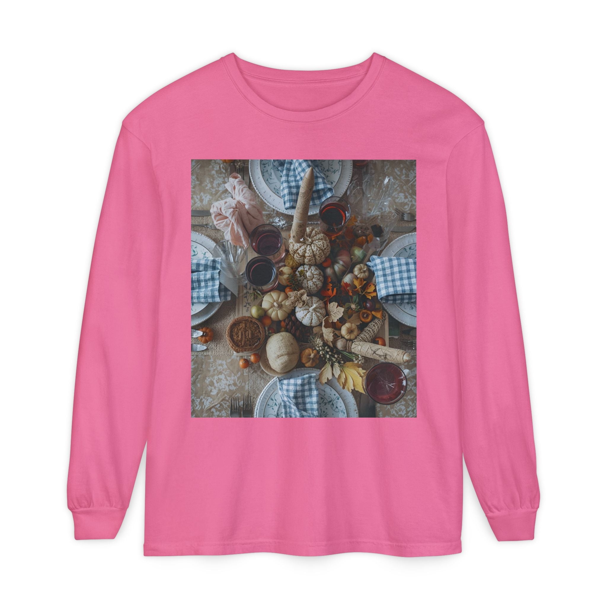 Rustic Gatherings Festive Long Sleeve T-Shirt for Gatherings, Casual Wear, Thanksgiving Shirt, Cozy Gift, Holiday Celebration Tee