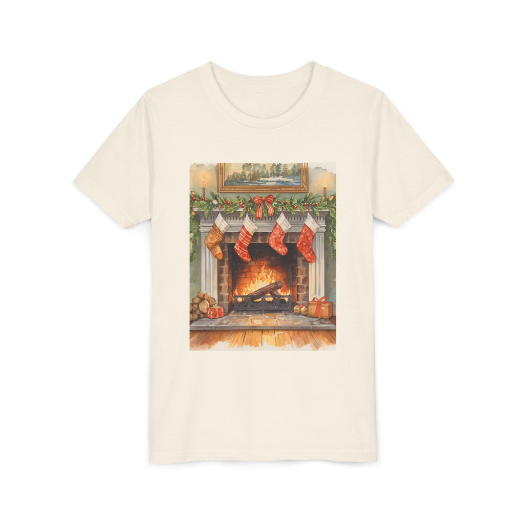 Christmas Stocking Fireplace Youth Short Sleeve Tee
