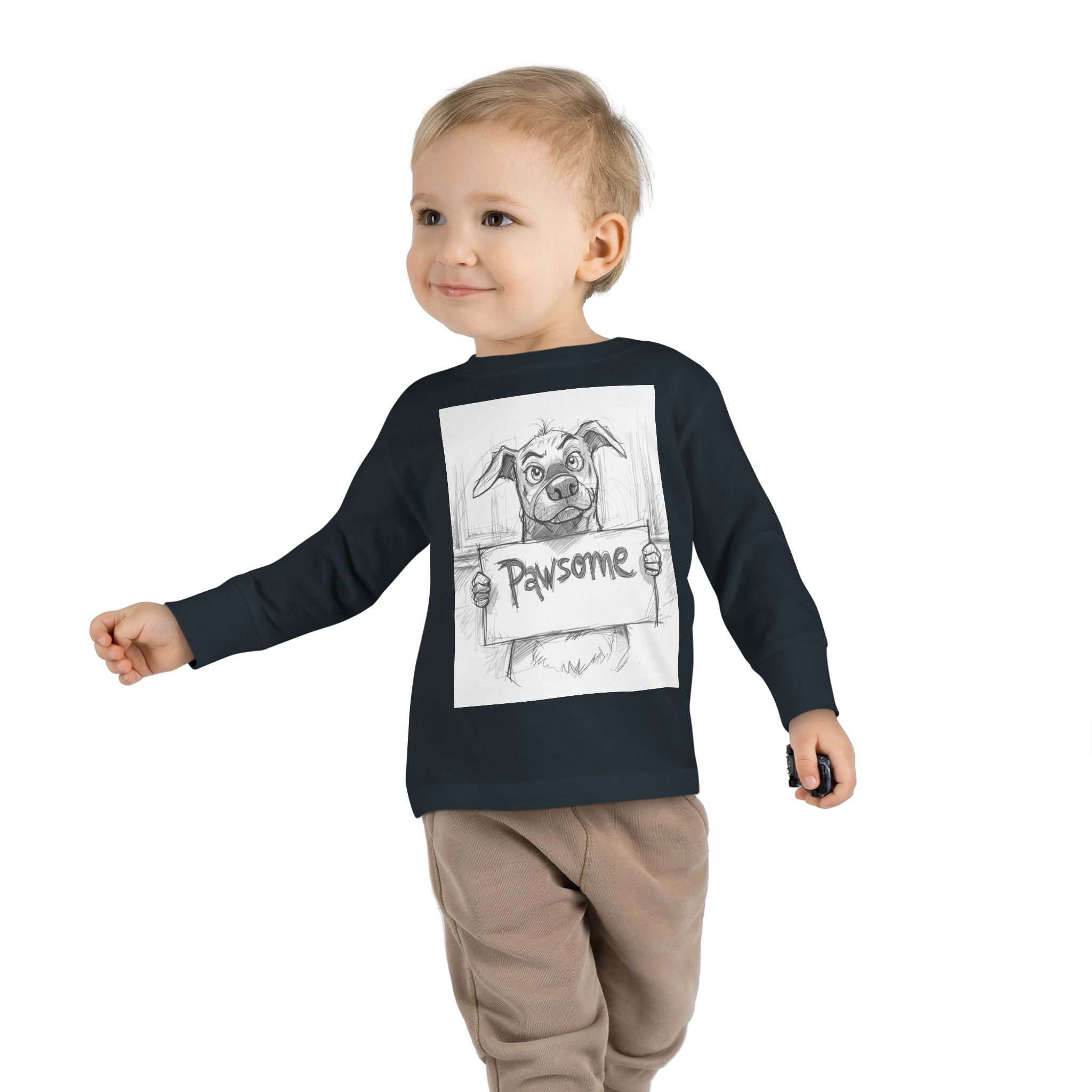 Pawsome Toddler Long Sleeve Tee, Cute Dog Shirt, Pet Lovers Gift, Kids Apparel, Funny Animal Tee, Birthday Gift