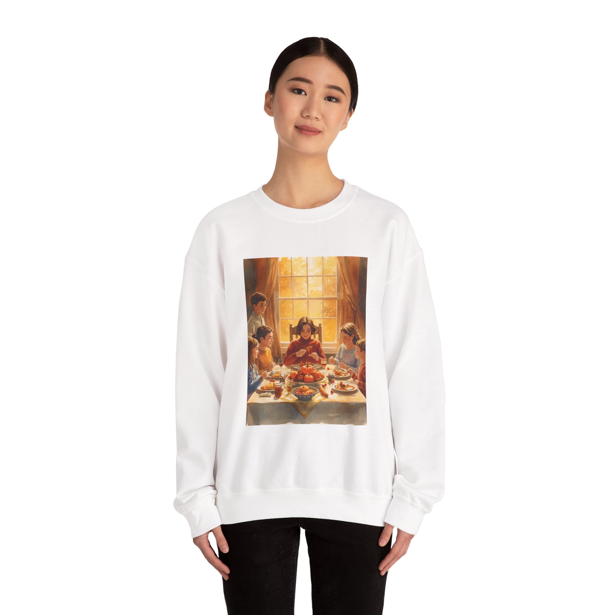 Cozy Family Dinner Crewneck Sweatshirt | Warm Winter Apparel, Casual Layering, Gift for Holidays, Family Gatherings, Nostalgic Artwork