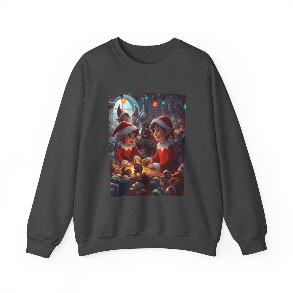 Christmas Elf Illustrative Sweatshirt, Christmas Gift, Holiday Apparel, Cozy Sweatshirt, Unisex Crewneck