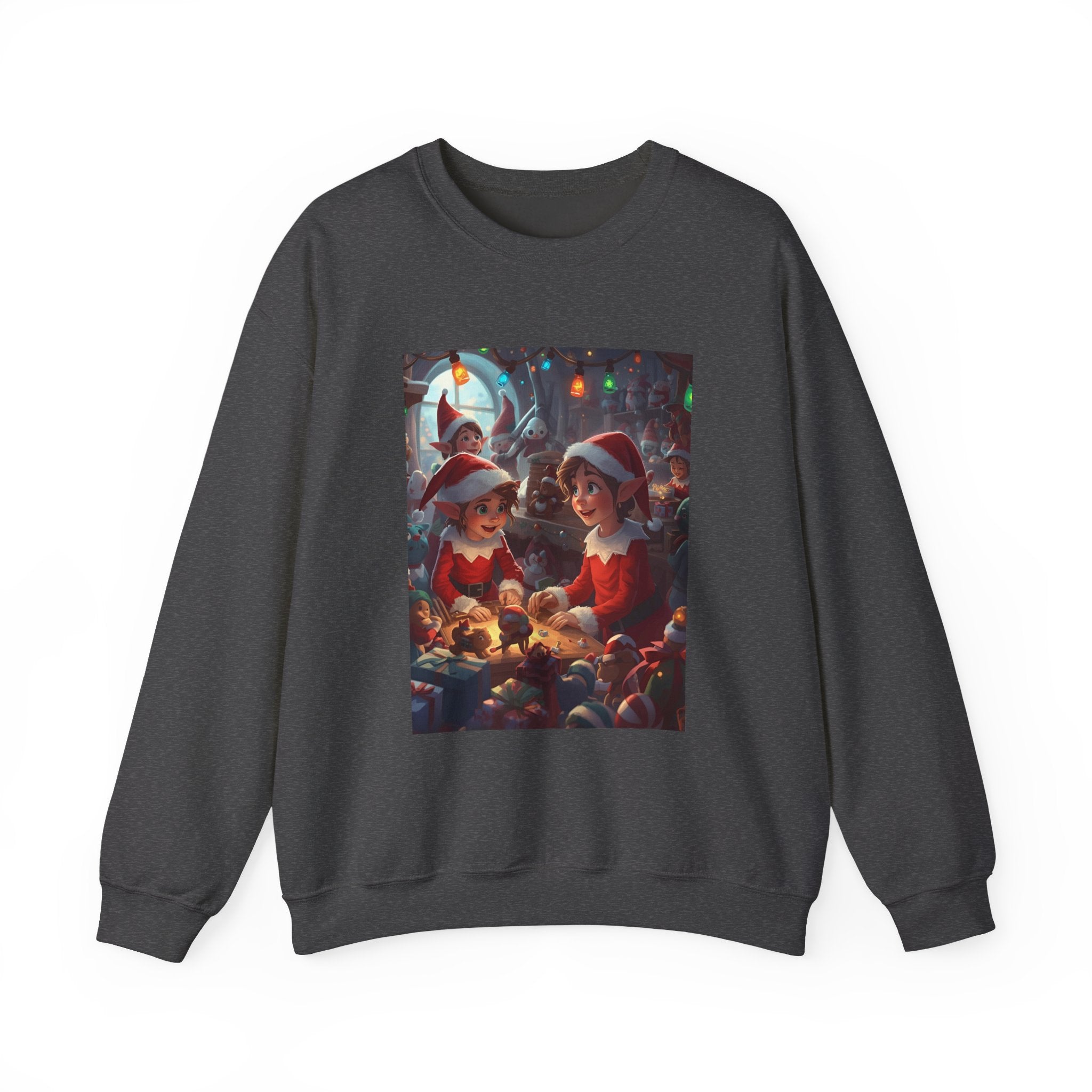 Christmas Elf Illustrative Sweatshirt, Christmas Gift, Holiday Apparel, Cozy Sweatshirt, Unisex Crewneck