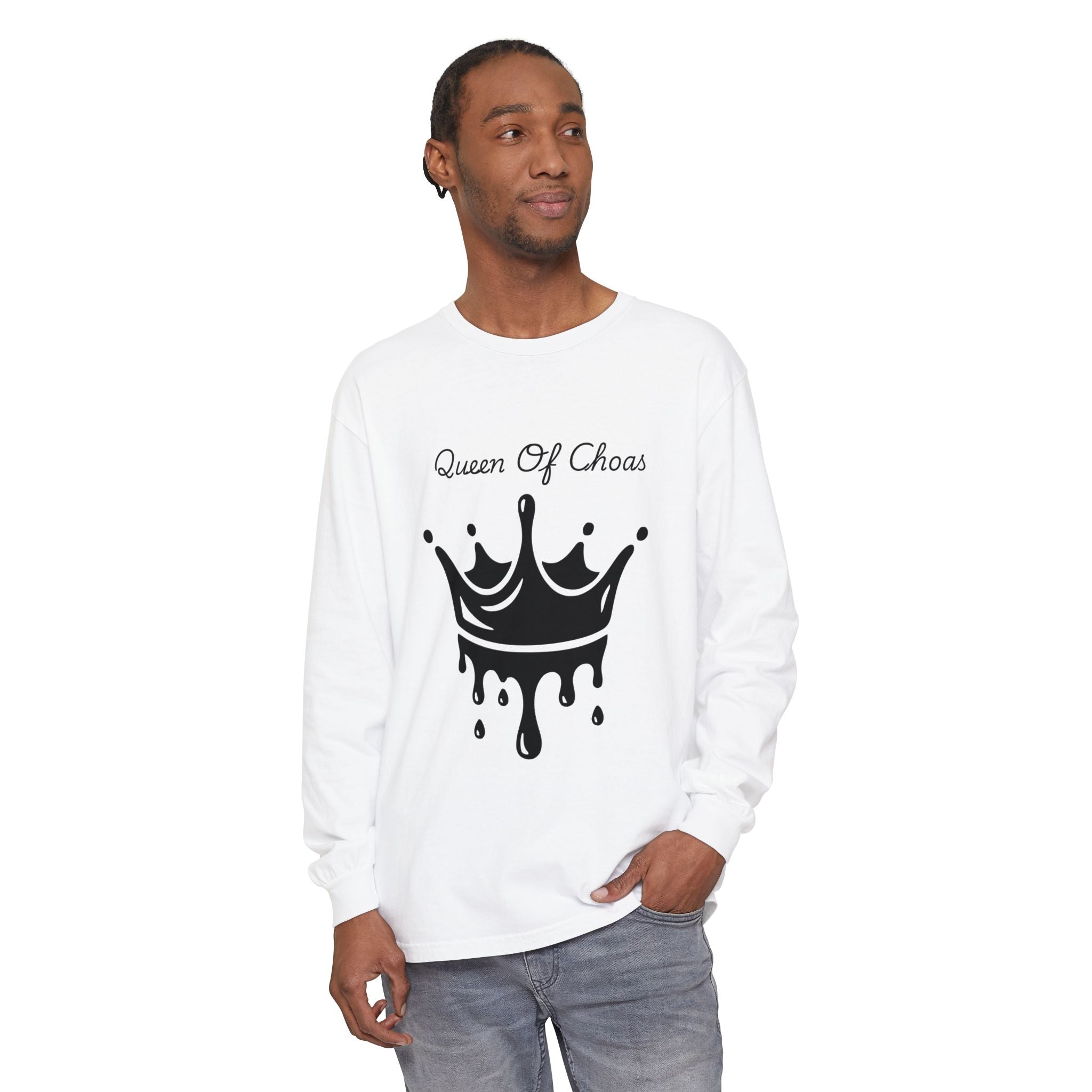Queen of Chaos Long Sleeve T-Shirt - Stylish Unisex Apparel for Creative Souls, Casual Wear, Gift for Her, Birthday, Everyday Style