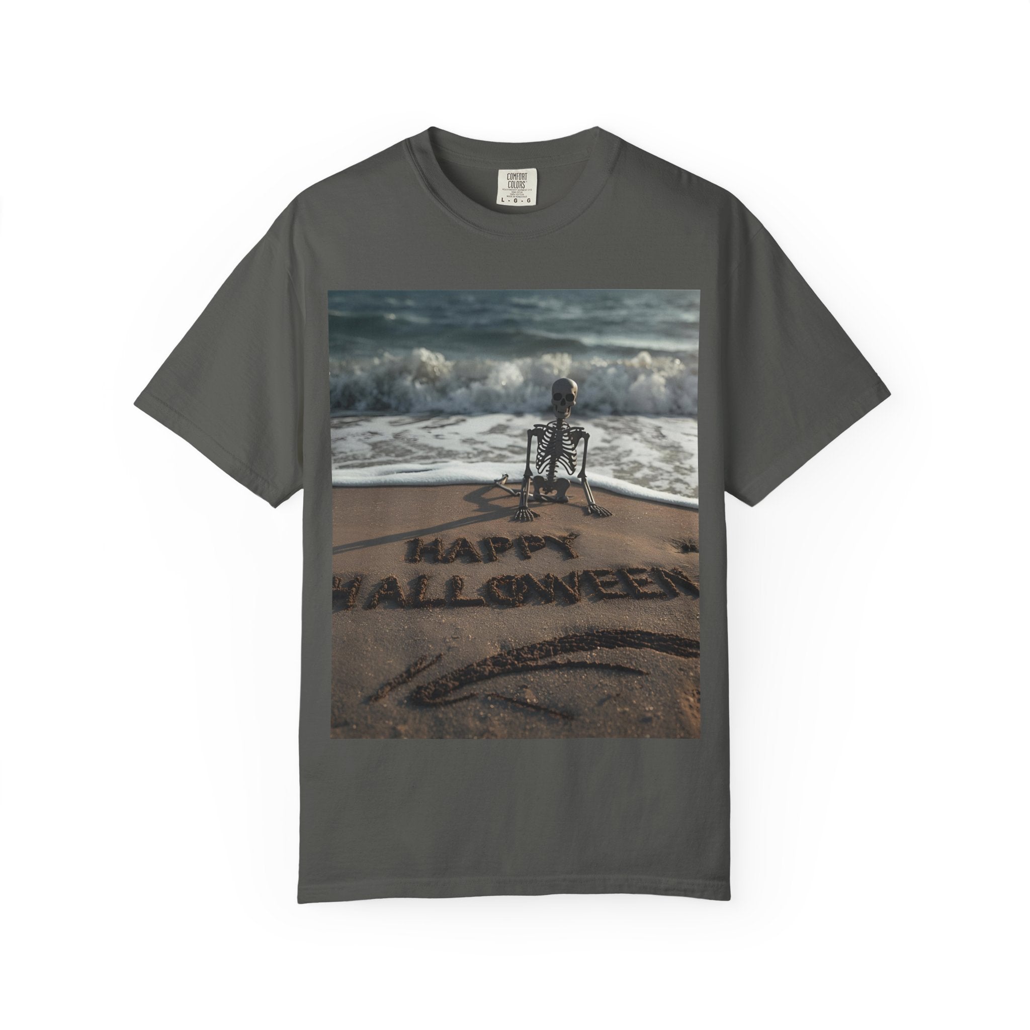 Halloween Beach Skeleton Vibes Unisex T-Shirt, Spooky Summer Tee, Fun Halloween Shirt, Beachwear, Casual Halloween Outfit