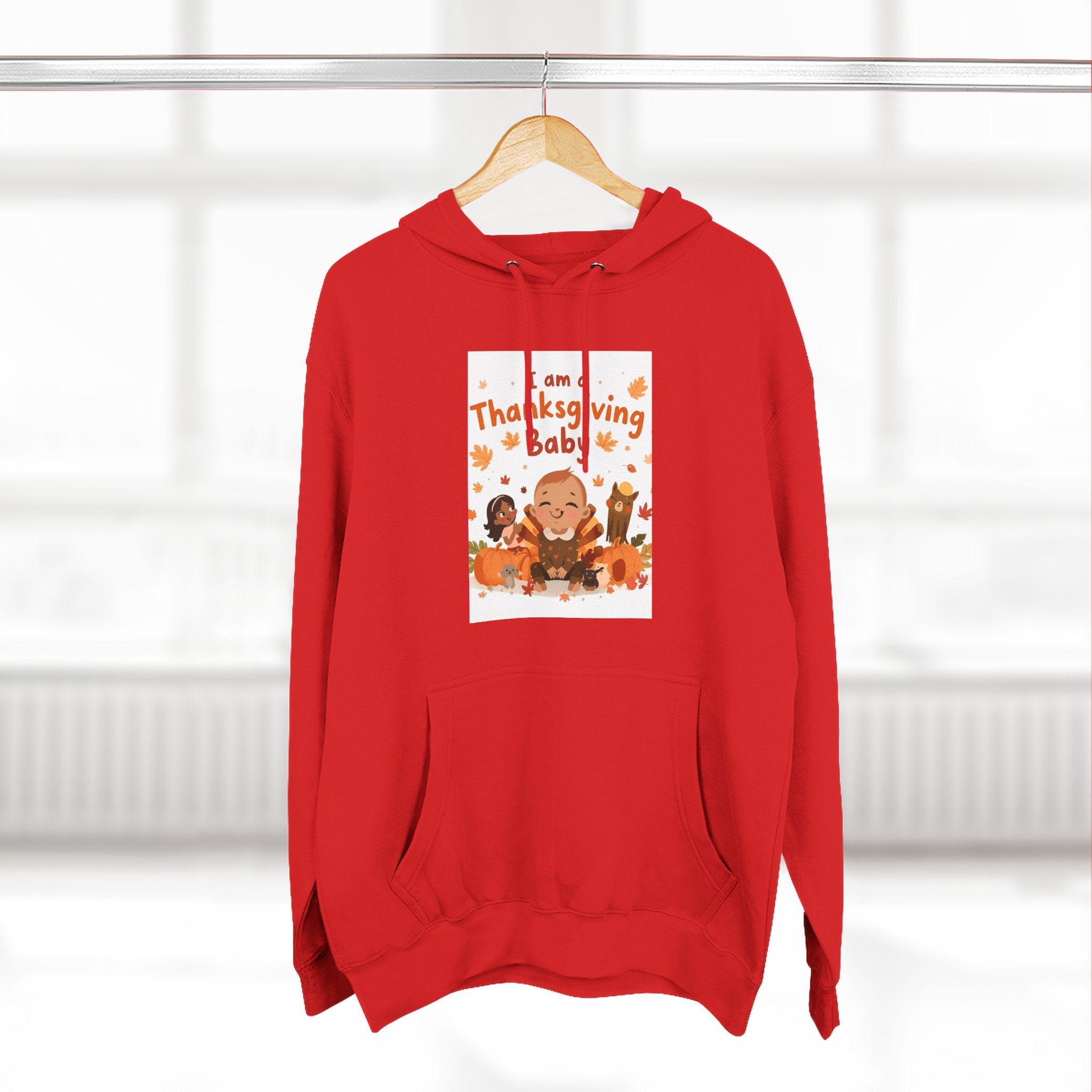I Am A Thanksgiving Baby Three-Panel Fleece Hoodie