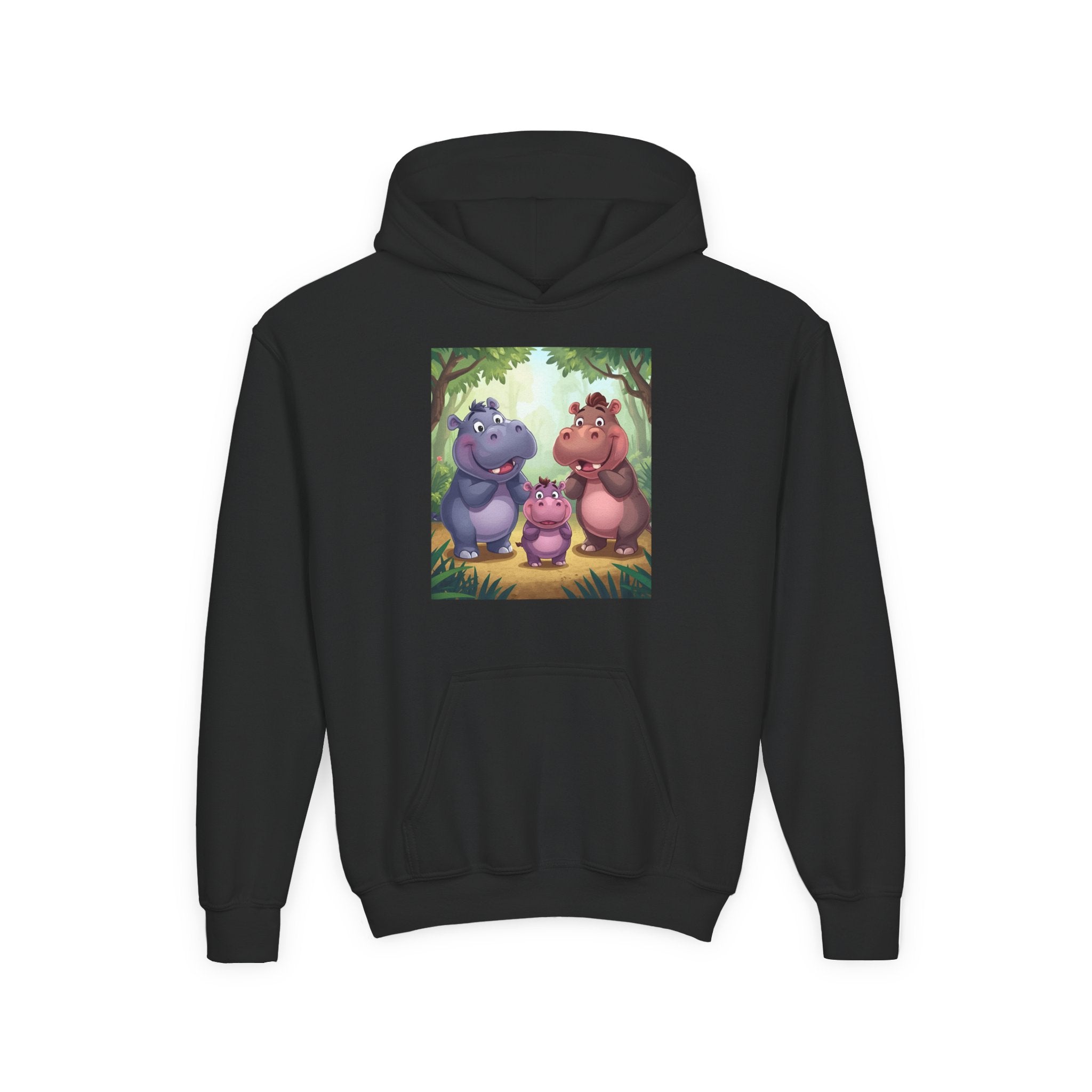 Hippo Cute Youth Heavy Blend Hooded Sweatshirt