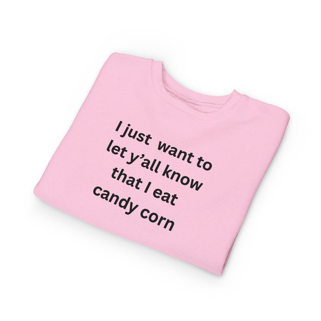 I Eat Candy Corn Toddler Sweatshirt - Fun Candy Corn Design, Kids Fall Apparel, Halloween Outfit, Cozy Toddler Clothes, Unique Gift for Toddlers