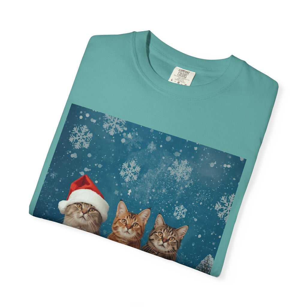 Cute Christmas Festive Cat T-Shirt, Holiday Cat Tee, Christmas Gift, Unisex T-Shirt, Pet Lover Apparel, Cute Animal Shirt, Winter Style