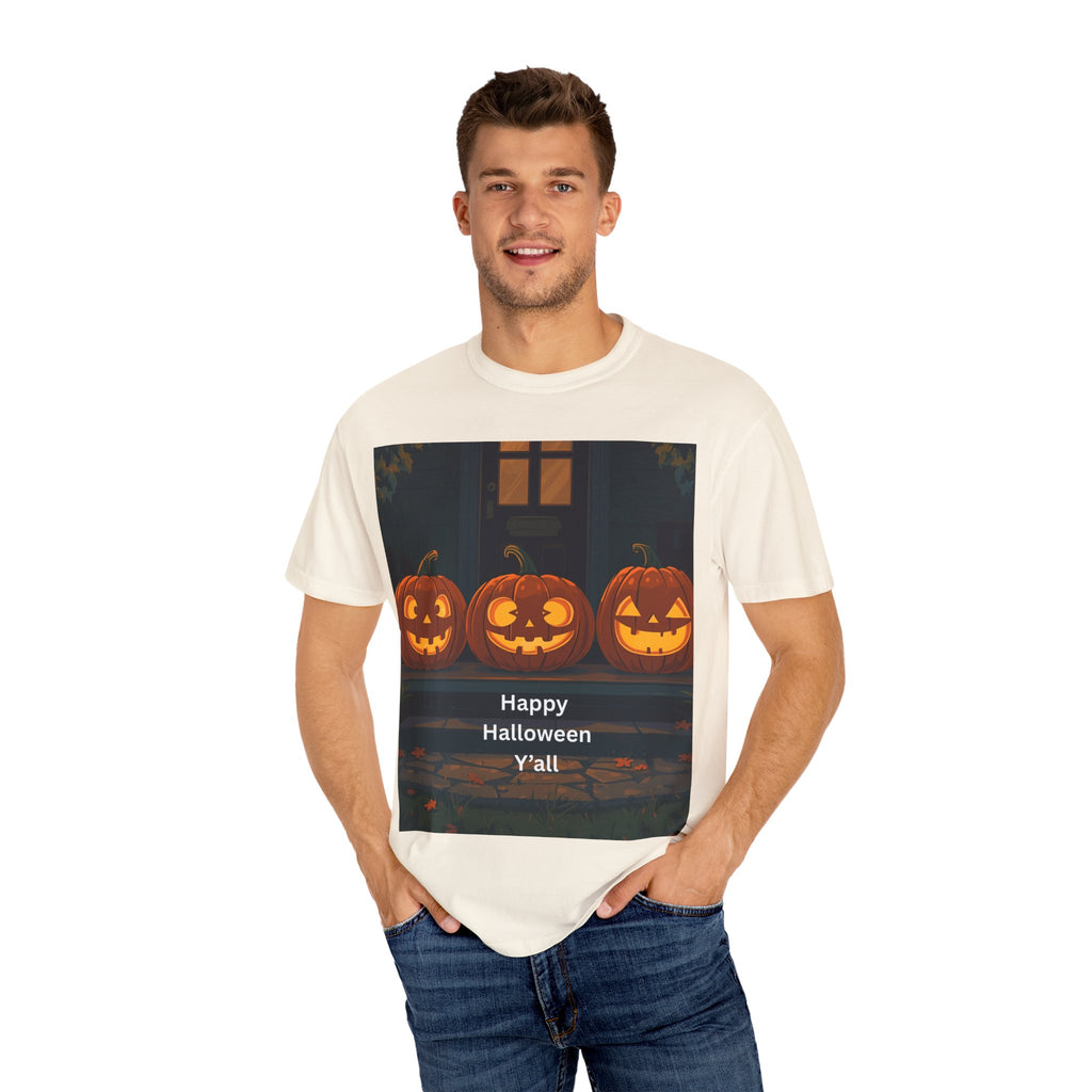 Happy Halloween Unisex T-Shirt, Spooky Season Apparel, Halloween Costume, Fall T-Shirt, Pumpkin Design Shirt, Y'all Graphic Tee