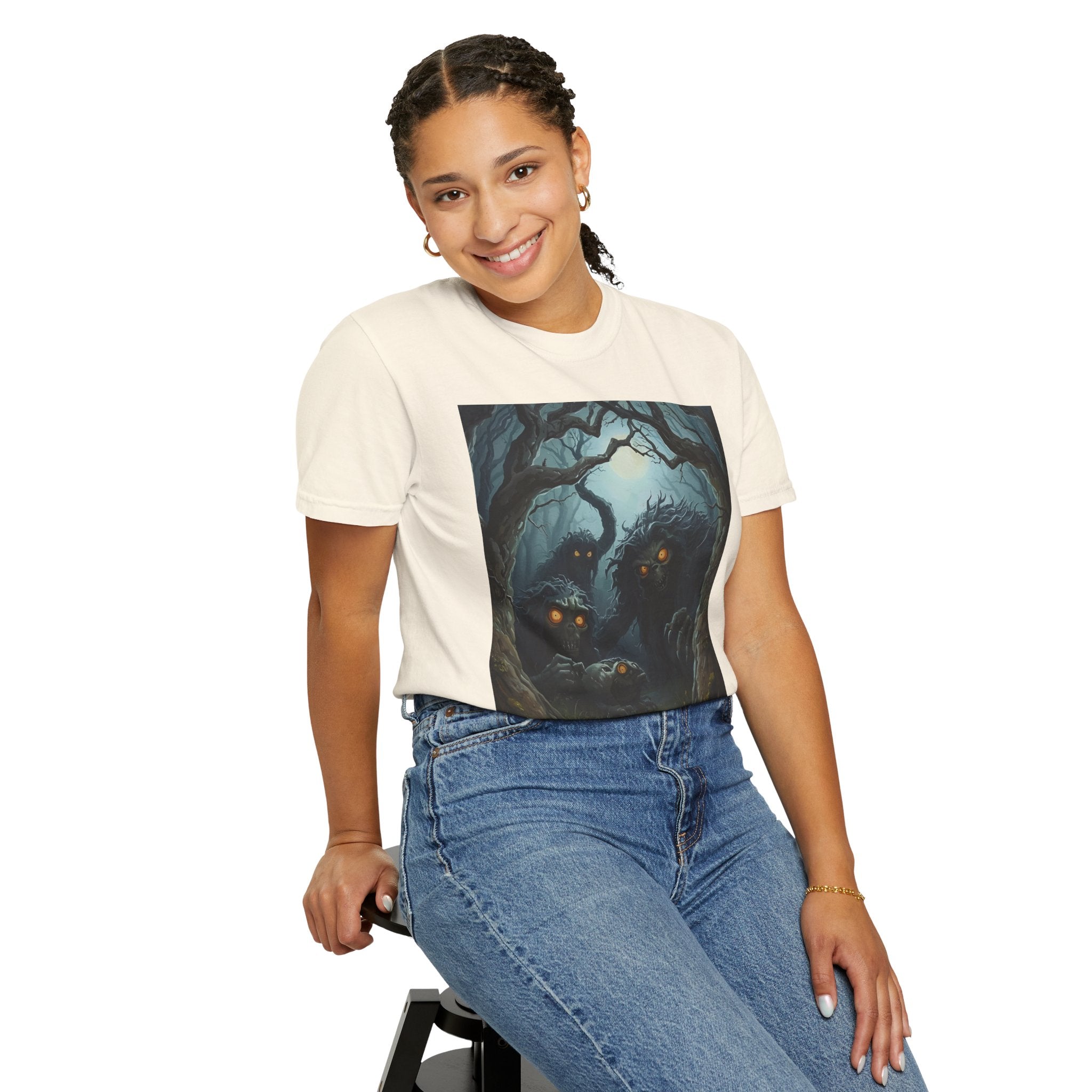 Spooky Mysterious Forest Graphic T-Shirt, Unisex Tee, Nature Lover Gift, Halloween Apparel, Unique Artwear