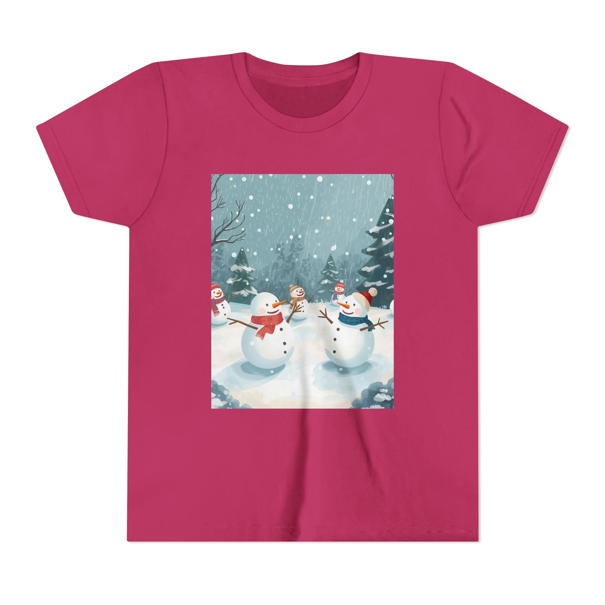 Festive Christmas Snowman Youth Short Sleeve Tee