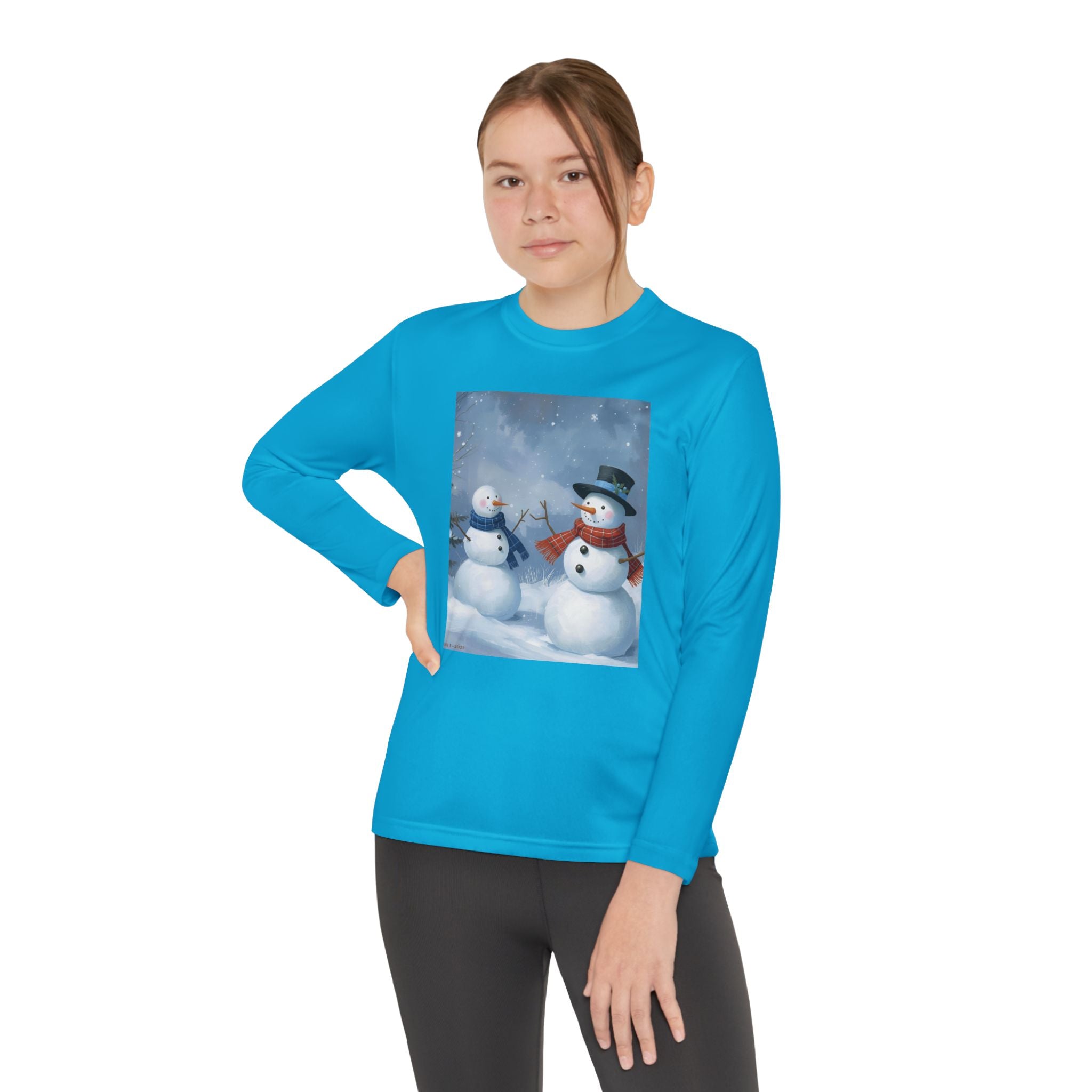 Christmas Snowman Family Youth Long Sleeve Competitor Tee