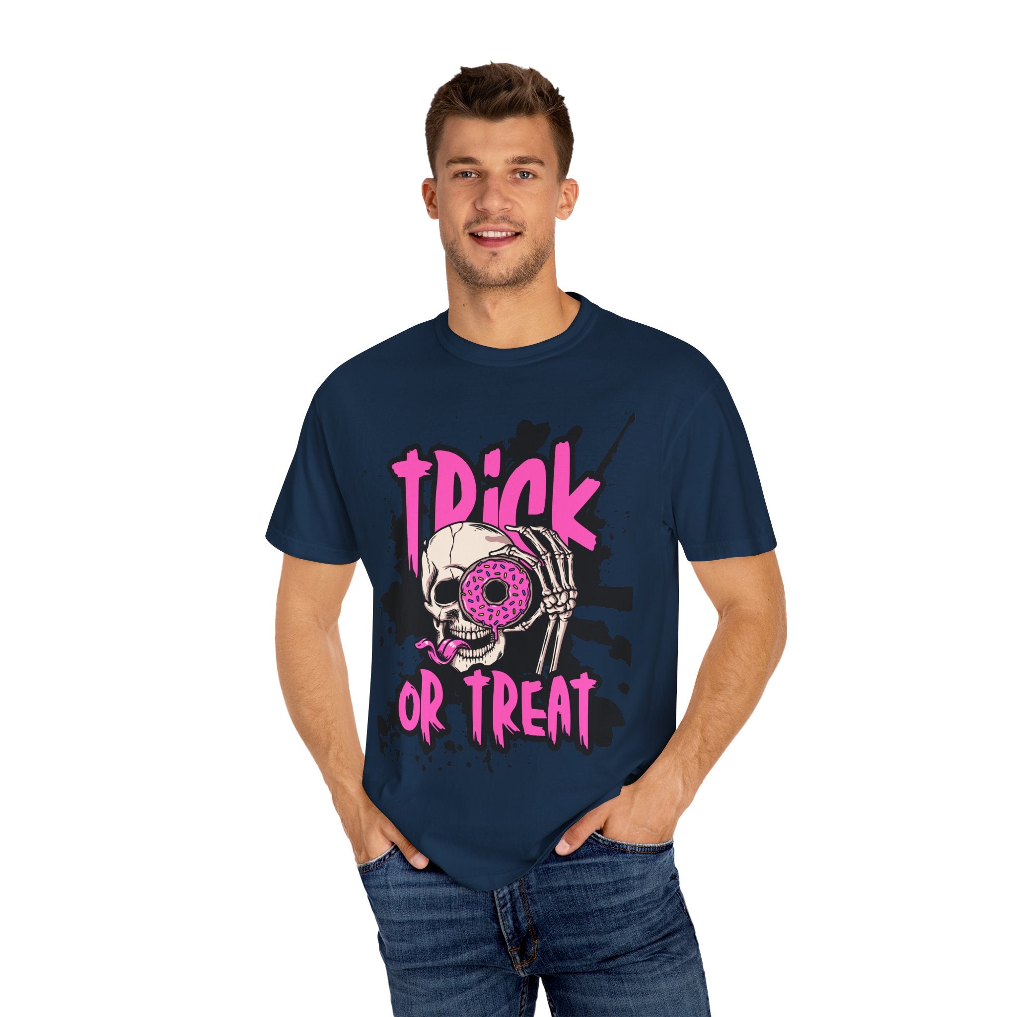 Halloween Skull T-Shirt, Trick or Treat Shirt, Unisex Graphic Tee, Spooky Vibes, Fall Fashion, Festival Wear, Casual Outfit