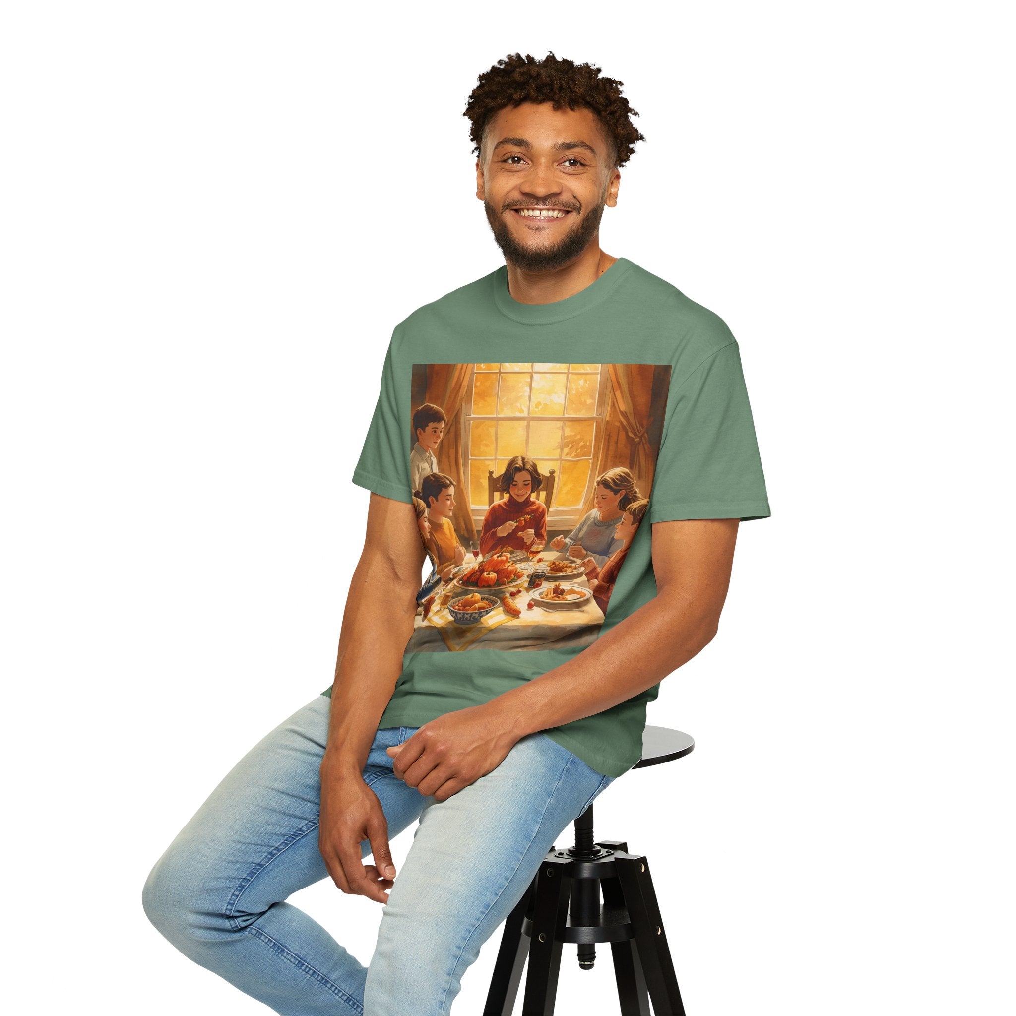 Thankful Family Dinner T-shirt, Unisex Tee, Fall Apparel, Cozy Top, Gift for Thanksgiving Lovers, Family Gathering Shirt