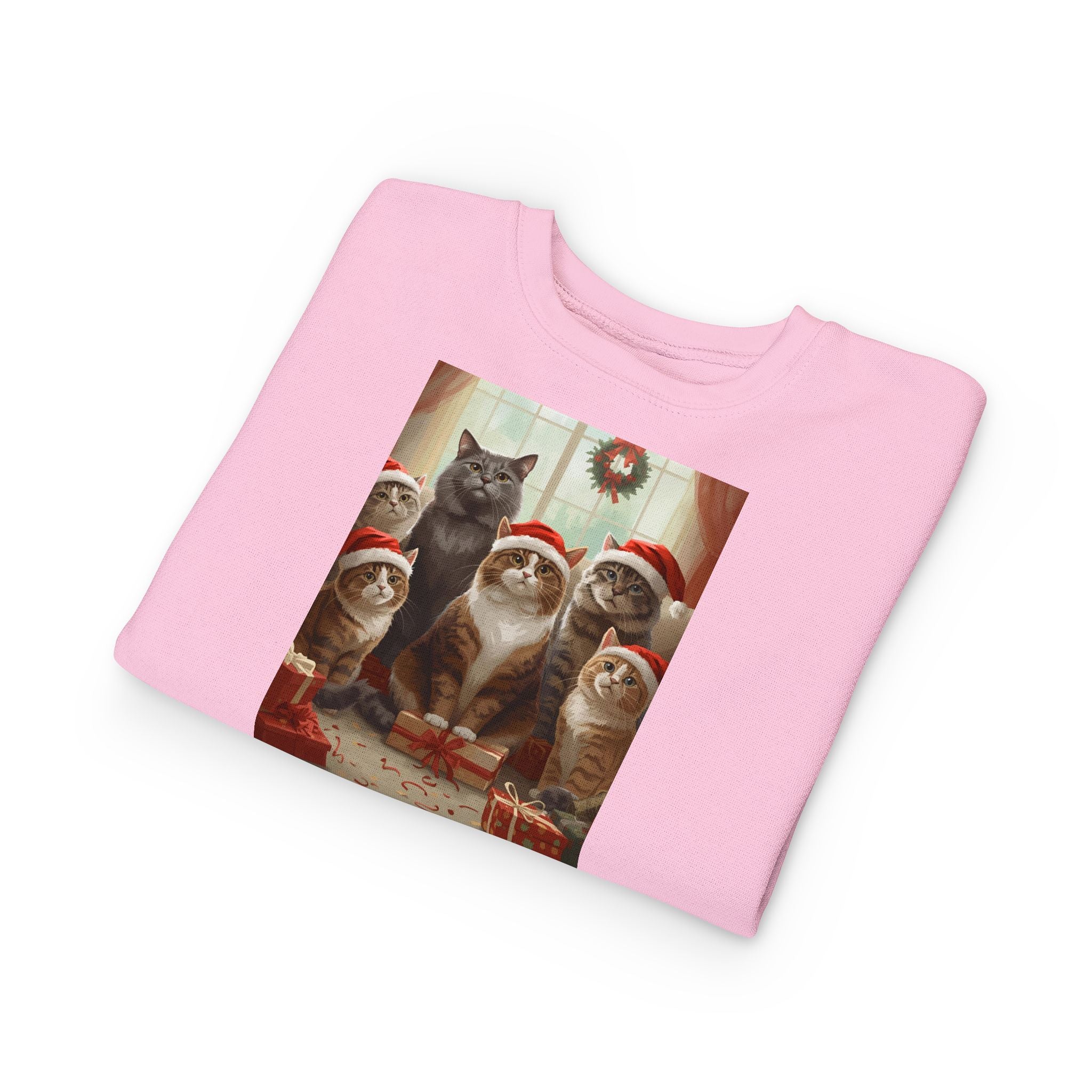 Cute Festive Christmas Cat Toddler Sweatshirt