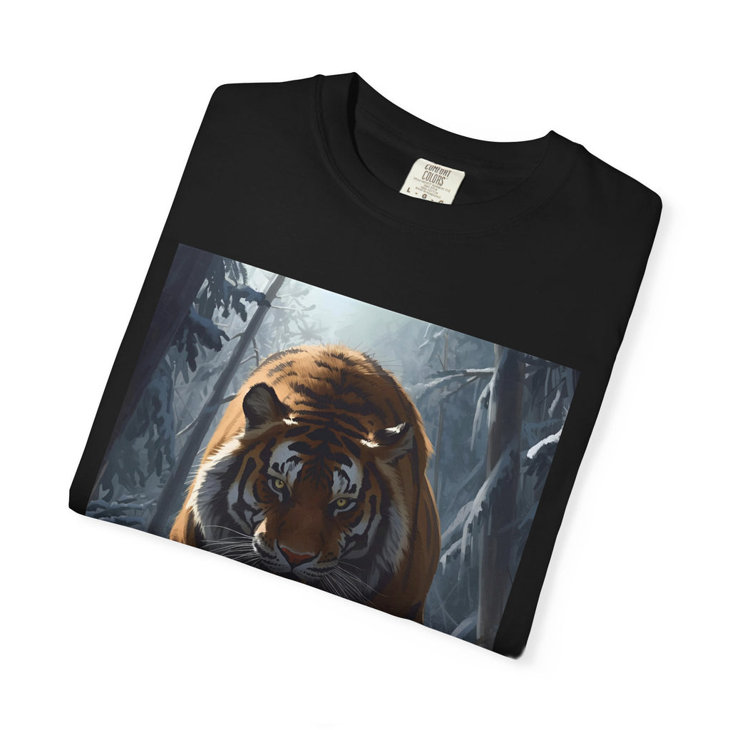 Tiger Roar Snow Unisex T-Shirt, Animal Lover Gift, Wildlife Tee, Casual Wear, Adventure Shirt, Nature Inspired Apparel