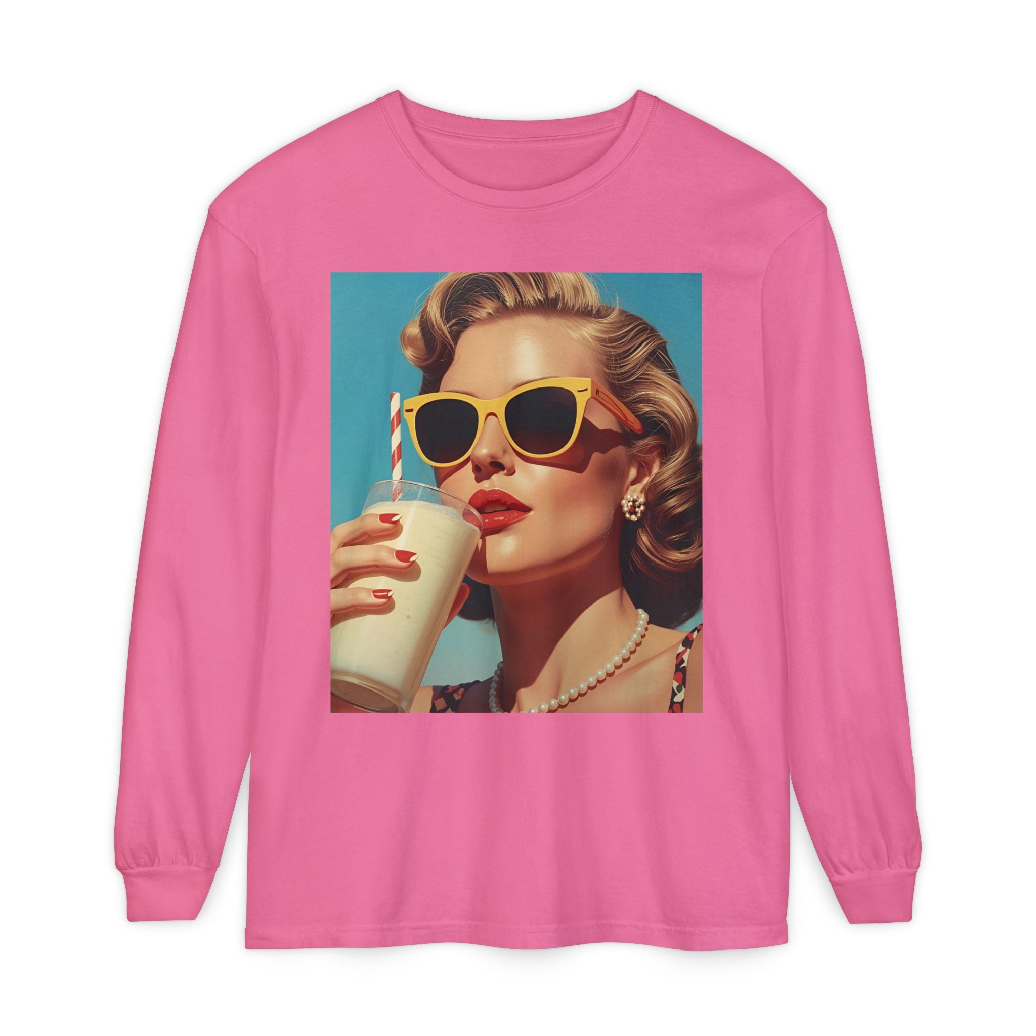 Retro Pop Art Long Sleeve T-Shirt, Vintage Graphic Tee, Fashion Top, Summer Style shirt, Gift for Art Lovers, Casual Wear