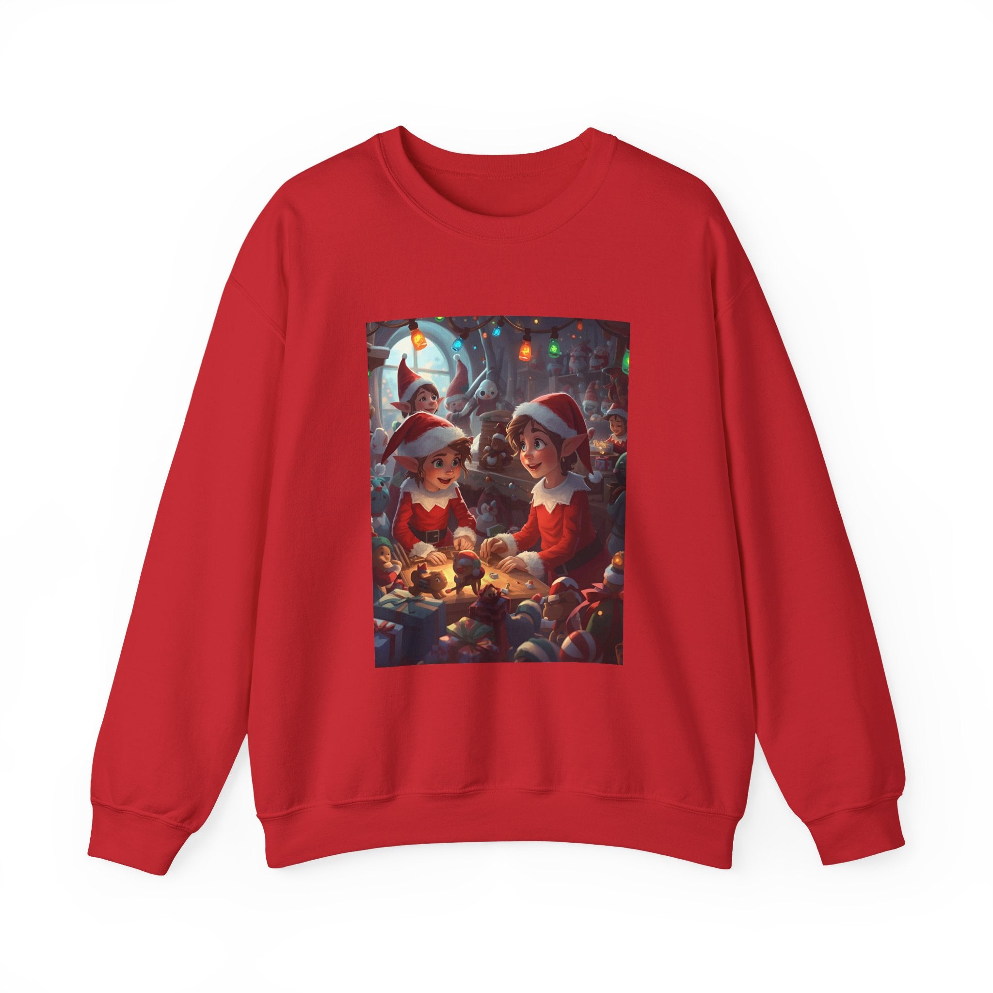 Christmas Elf Illustrative Sweatshirt, Christmas Gift, Holiday Apparel, Cozy Sweatshirt, Unisex Crewneck