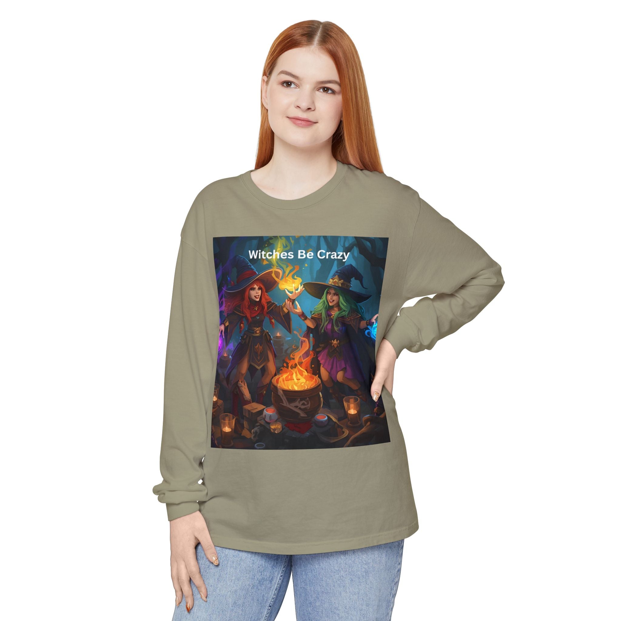 Spooky Halloween Witches Be Crazy Long Sleeve T-Shirt, Halloween Top, Witchy Apparel, Unisex Shirt, Spooky Gift, Casual Wear