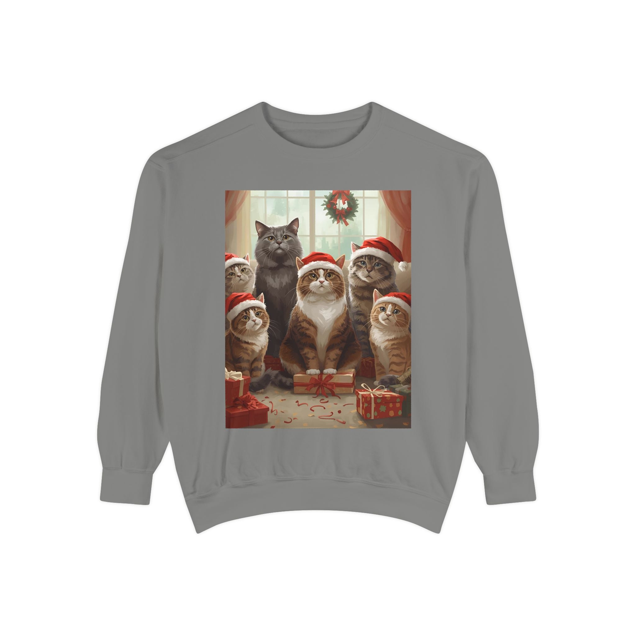 Cozy Holiday Cat Sweatshirt, Festive Sweatshirt for Cat Lovers, Christmas Gift for Pet Owners, Cute Cat Apparel, Winter Wardrobe Essential