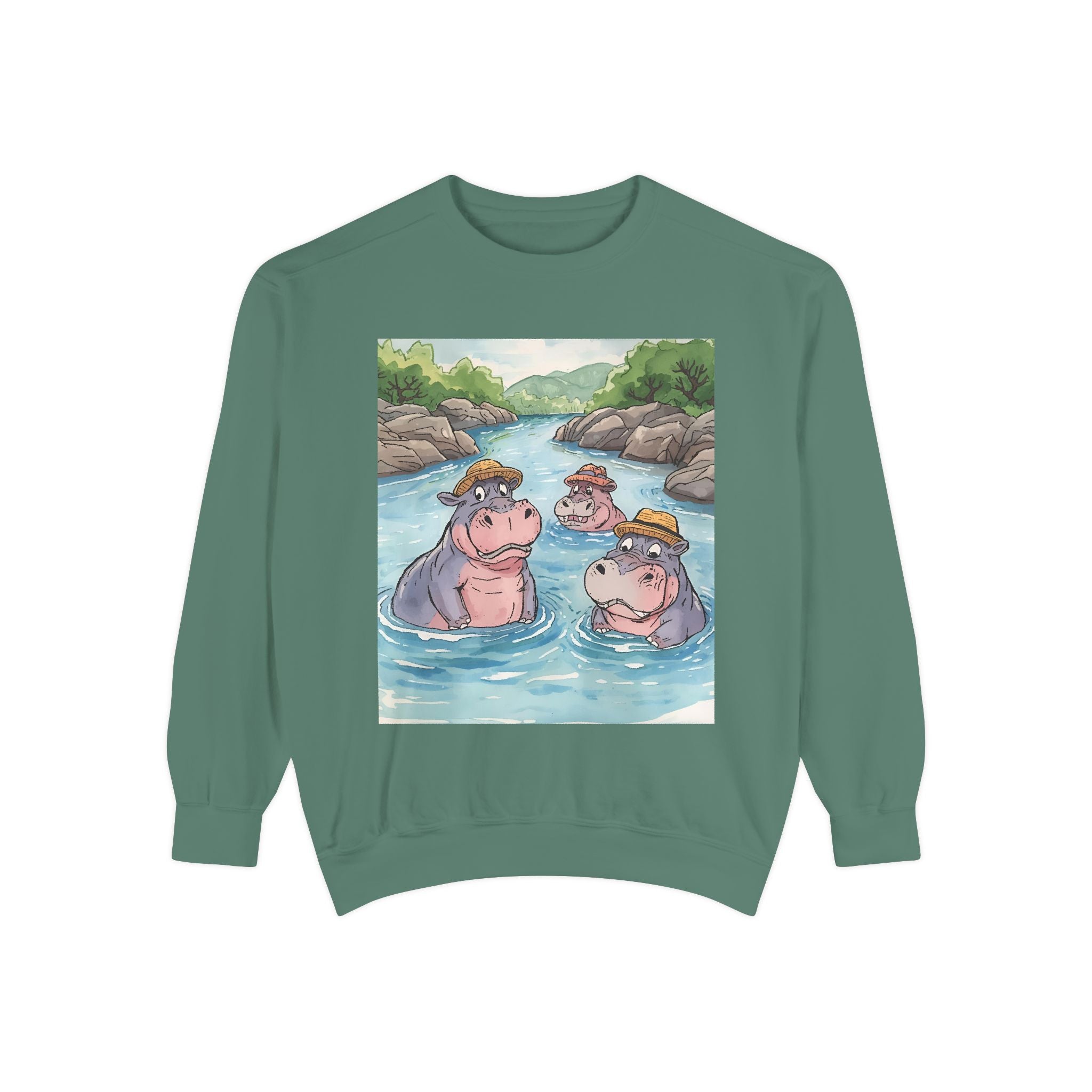 Hippo Cute Unisex Garment-Dyed Sweatshirt