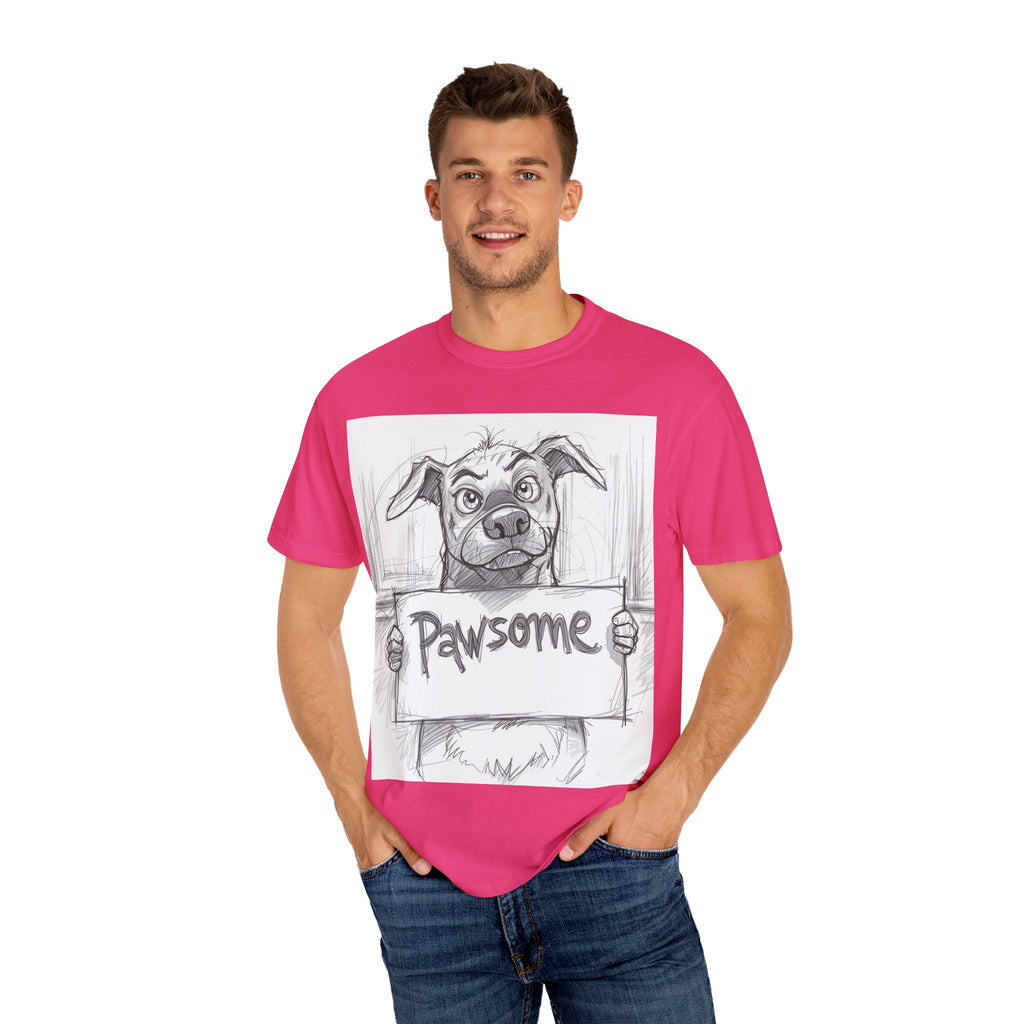 Pawsome Dog Lover T-shirt - Unisex Garment-Dyed Tee, Pet Owner Gift, Animal Lover Apparel, Funny Dog Shirt, Casual Wear