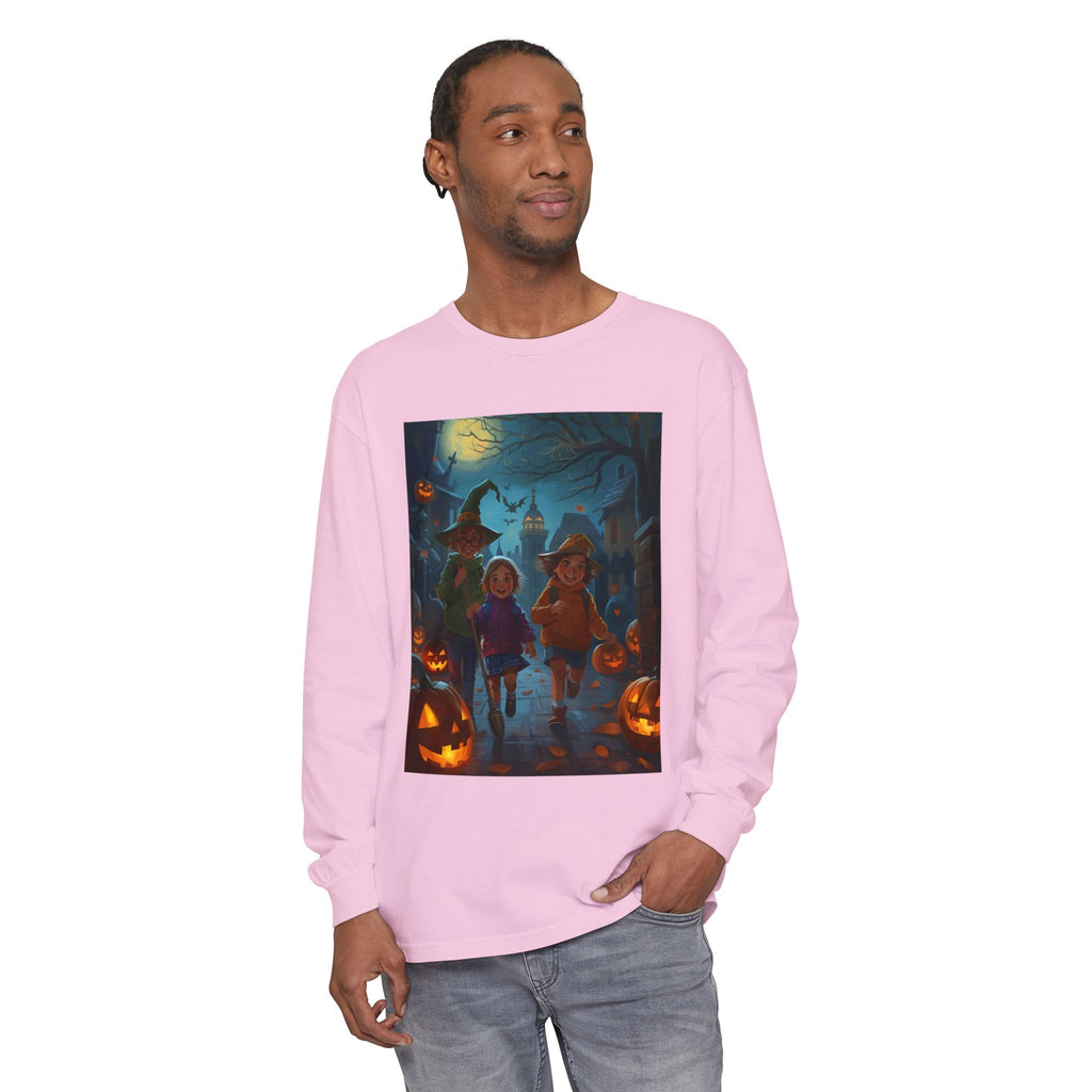 Halloween Themed Unisex Long Sleeve T-Shirt, Spooky Autumn Apparel, Trick-or-Treat Shirt, Fall Fashion, Casual Halloween Outfits