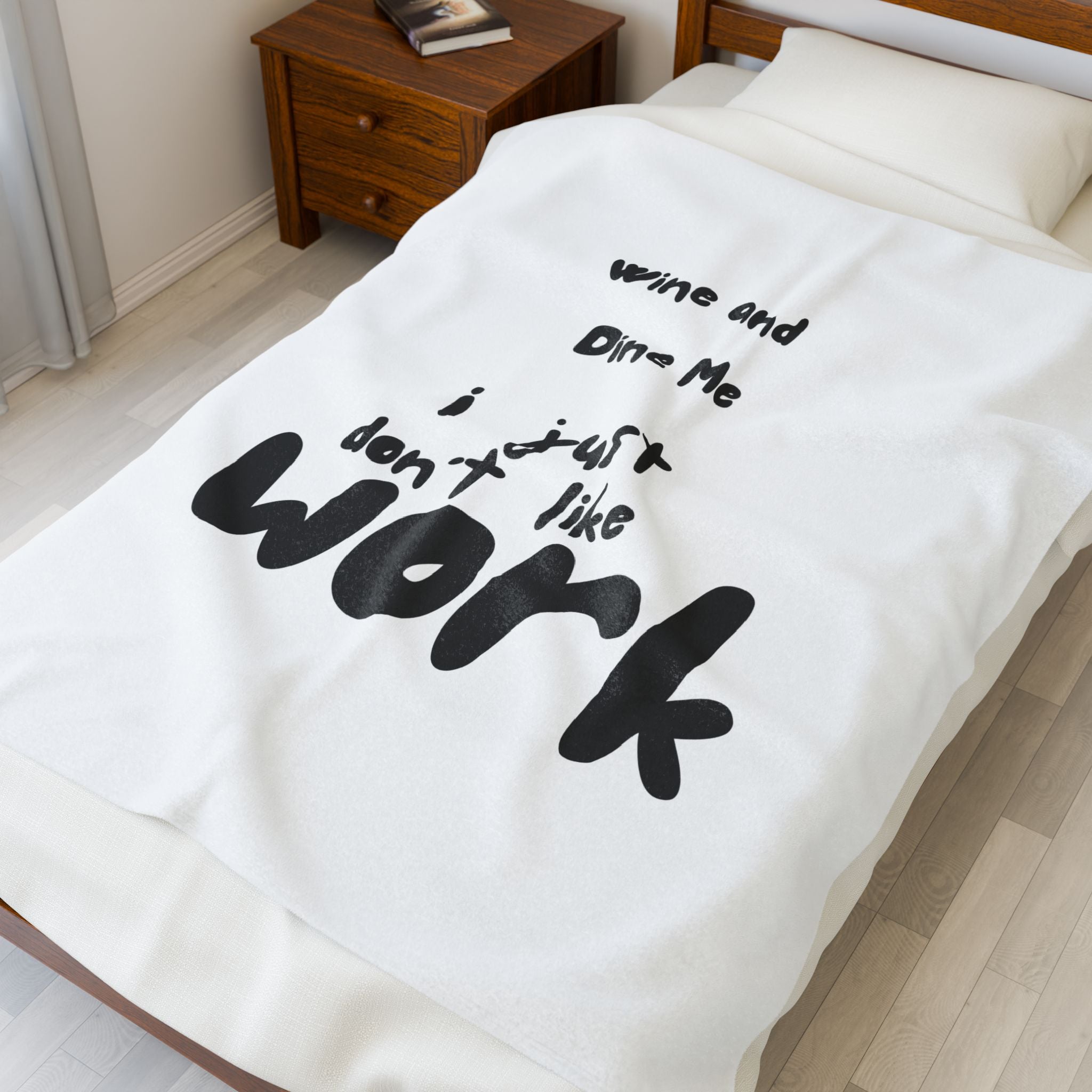 Wine and Dine Me Velveteen Plush Blanket - Cozy Throw for Home, Gift for Birthdays, Christmas, Home Decor, Relaxation