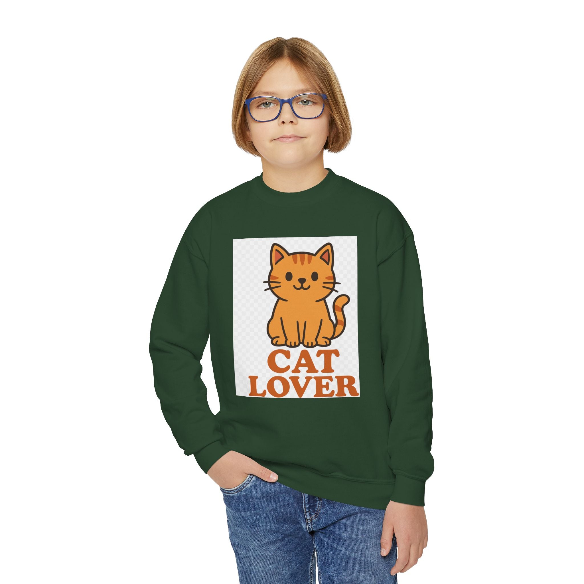 Cat Lover Youth Crewneck Sweatshirt