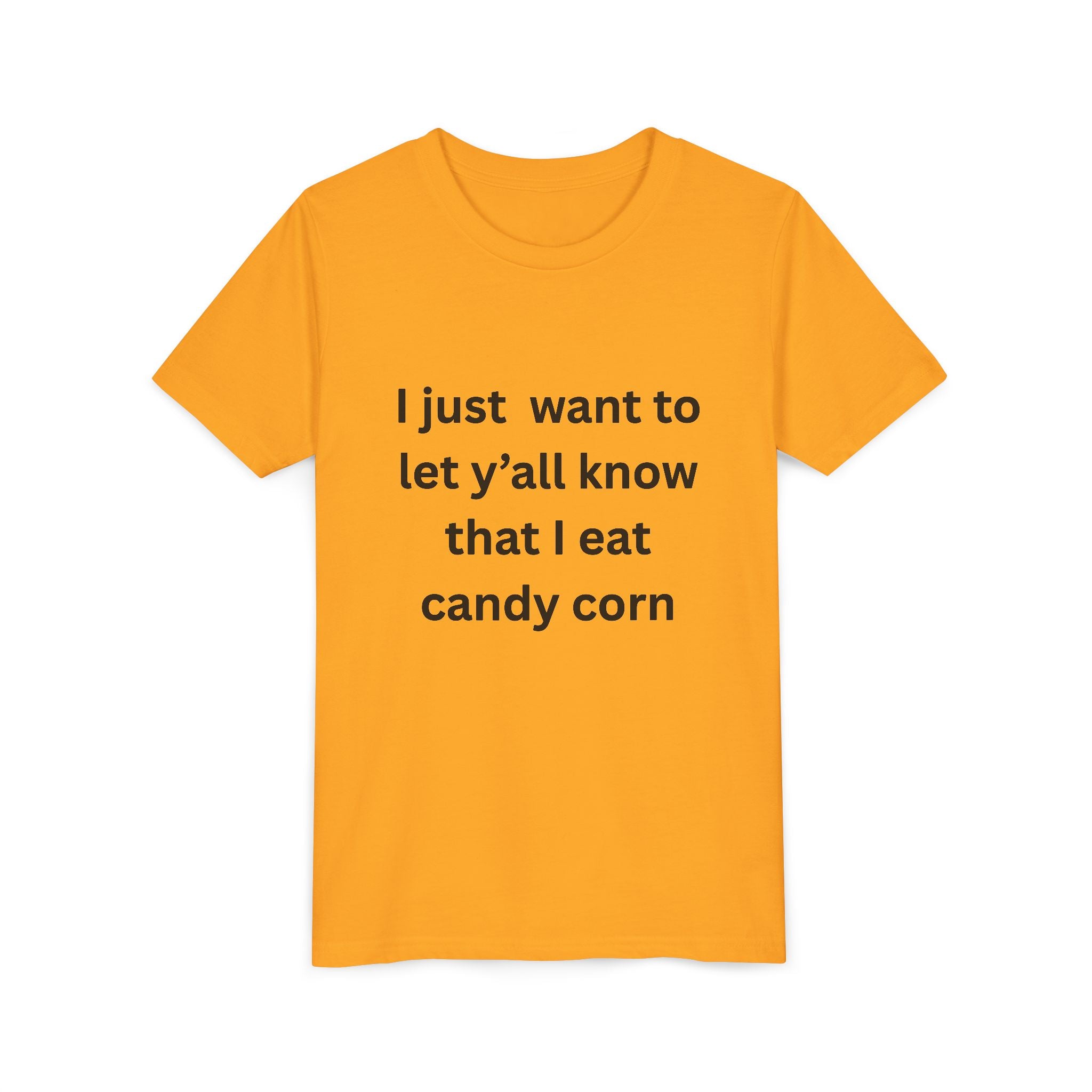 I Eat Candy Corn Youth Candy Corn Tee, Fun Halloween Shirt, Cute Short Sleeve Tee, Youth Graphic Top, Fall Celebration Apparel, Trick or Treat Shirt