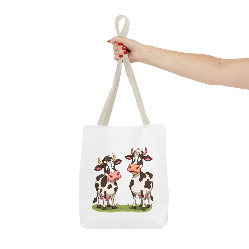 Cute Cow Print Tote Bag, Reusable Shopping Bag, Farmer's Market Tote, Animal Lover Gift, Floral Cow Pattern Bag
