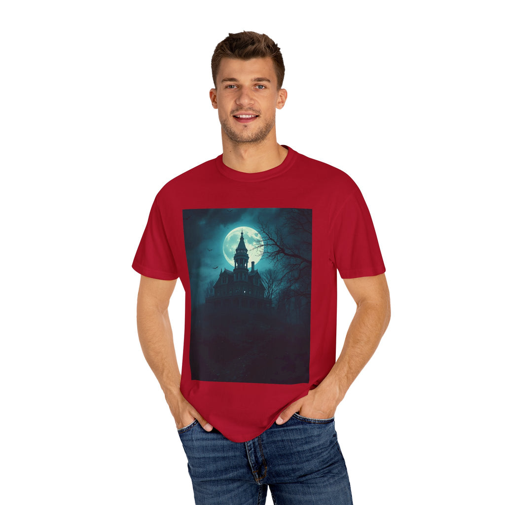 Haunted Moonlit Castle Unisex T-shirt, Gothic Tee, Halloween Apparel, Vintage Style Shirt, Alternative Fashion, Spooky Gift