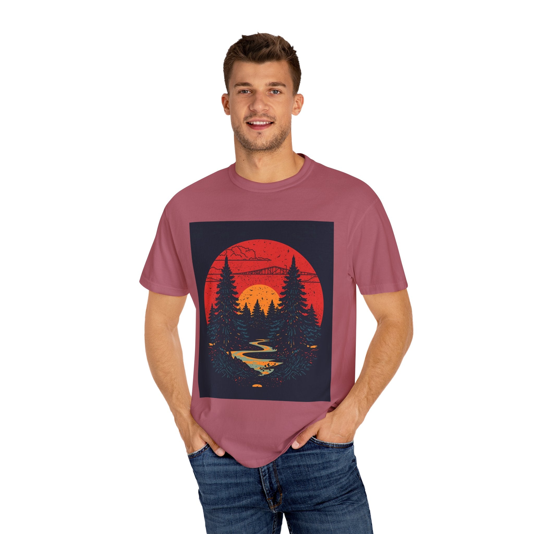 Nature Sunset Unisex T-shirt, Outdoor Adventure Tee, Camping Shirt, Hiking Gear, Mens and Womens Apparel