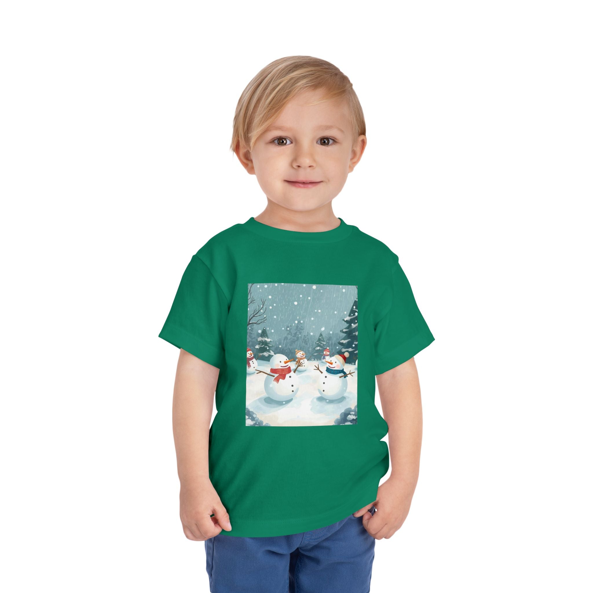 Festive Christmas Snowman Toddler Short Sleeve Tee