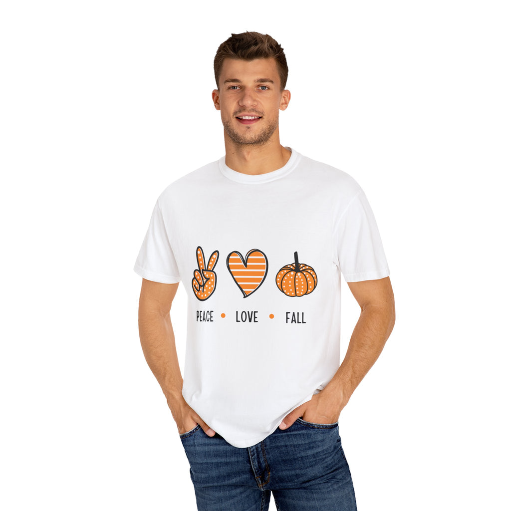 Autumn Vibes T-Shirt, Peace Love Fall Tee, Unisex Fall Shirt, Casual Harvest Top, Thanksgiving Gift, Cozy Seasonal Wear