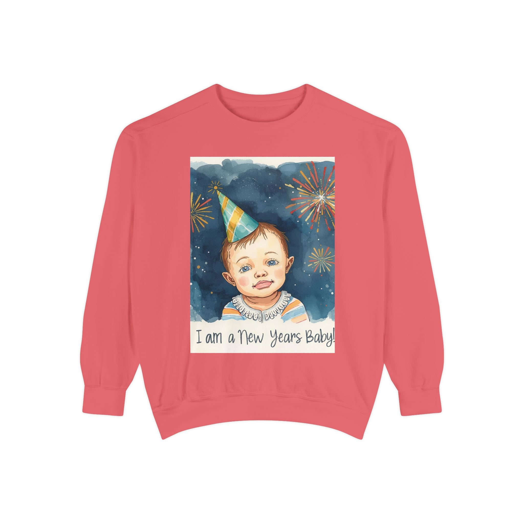 New Year's Baby Sweatshirt, Unisex Garment-Dyed Sweatshirt, Cute New Year Outfit, Holiday Gift, Baby Celebration Wear, Cozy Party Sweater