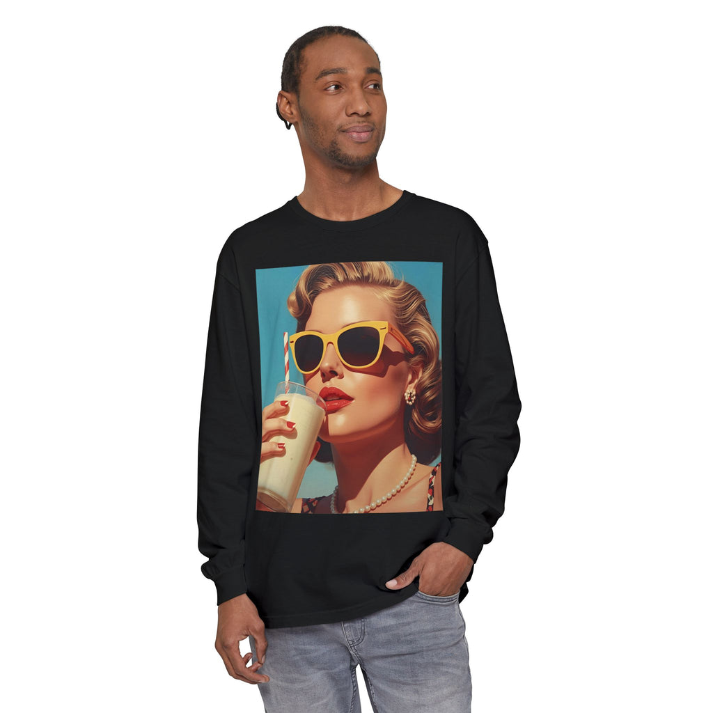 Retro Pop Art Long Sleeve T-Shirt, Vintage Graphic Tee, Fashion Top, Summer Style shirt, Gift for Art Lovers, Casual Wear