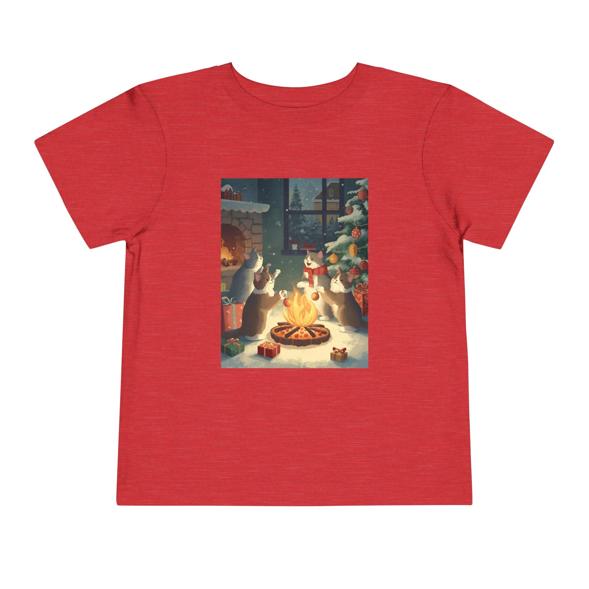 Cute Cat Christmas Festive Toddler Short Sleeve Tee