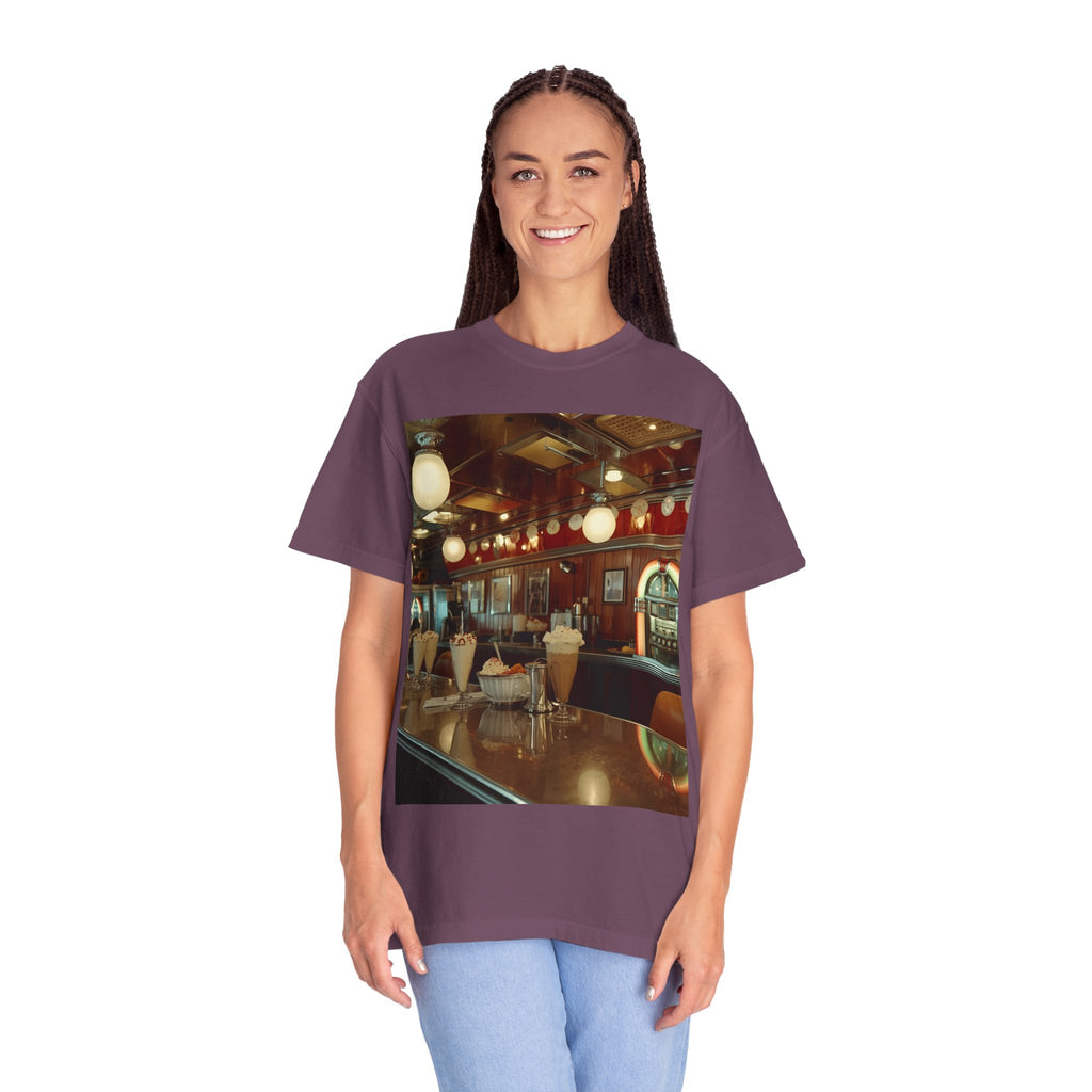 Cozy Cafe Vibe T-Shirt | Unisex Garment-Dyed Tee for Casual Outings, Vintage Style, Ice Cream Lovers, Retro Aesthetic, Everyday Wear