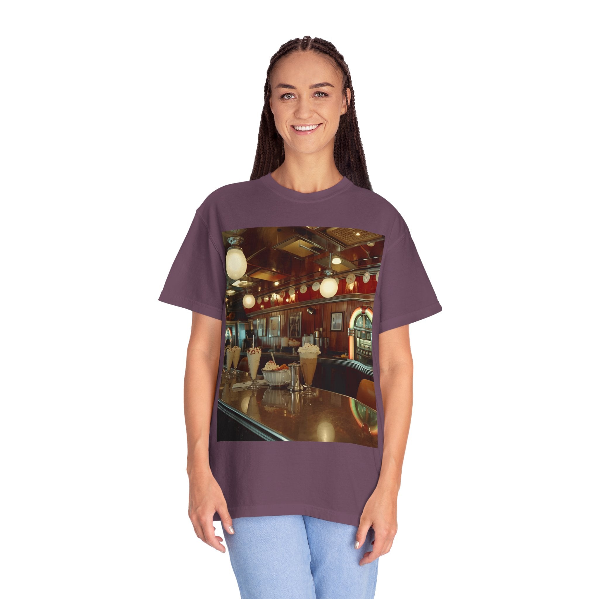 Cozy Cafe Vibe T-Shirt | Unisex Garment-Dyed Tee for Casual Outings, Vintage Style, Ice Cream Lovers, Retro Aesthetic, Everyday Wear