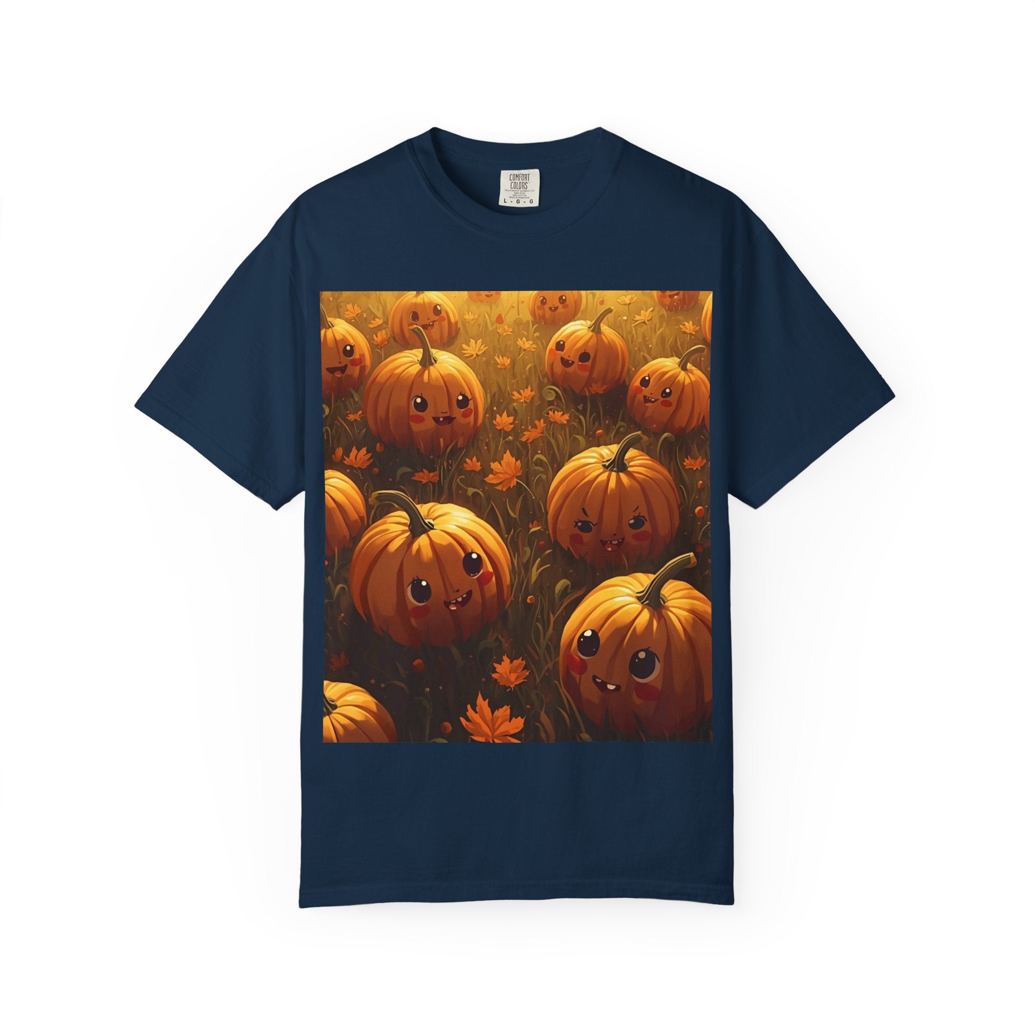 Cute Pumpkin Graphic T-Shirt, Fall Fashion, Halloween Tee, Autumn Wear, Unisex Garment-Dyed Shirt, Seasonal Gift