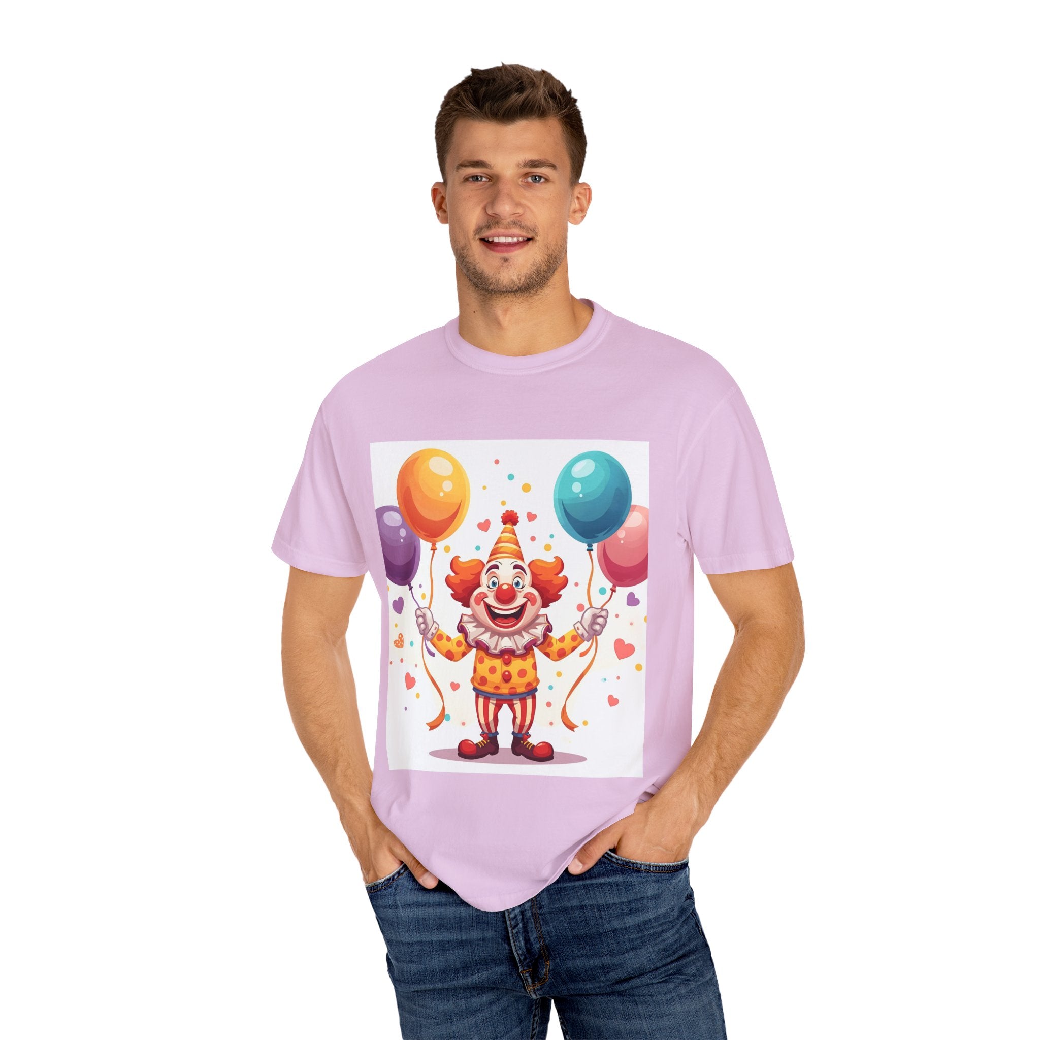 Colorful Clown Balloon T-Shirt, Fun Graphic Tee, Unisex party shirt, Circus themed apparel, Birthday gift for kids