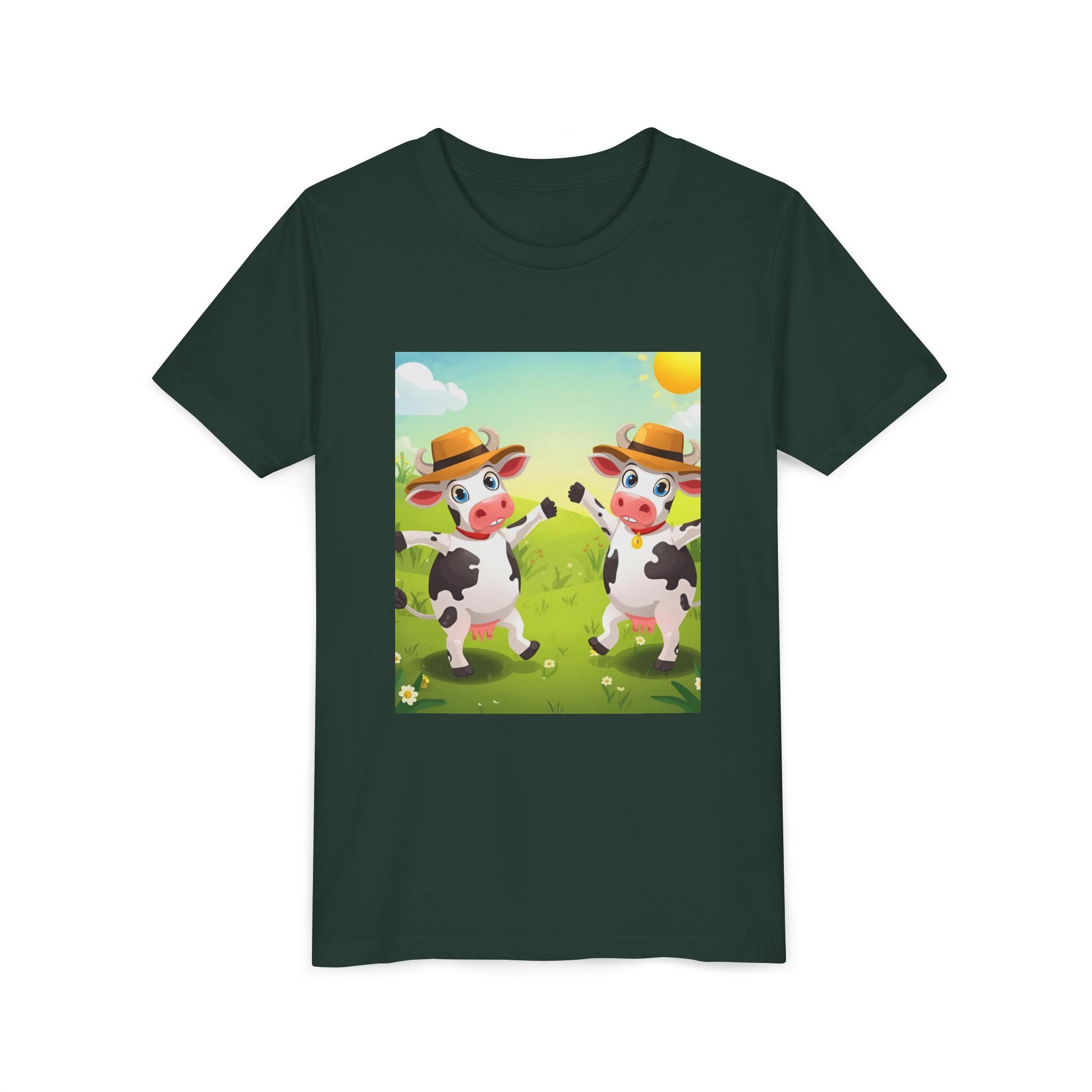 Cute Cow Fun Farm Youth Short Sleeve Tee