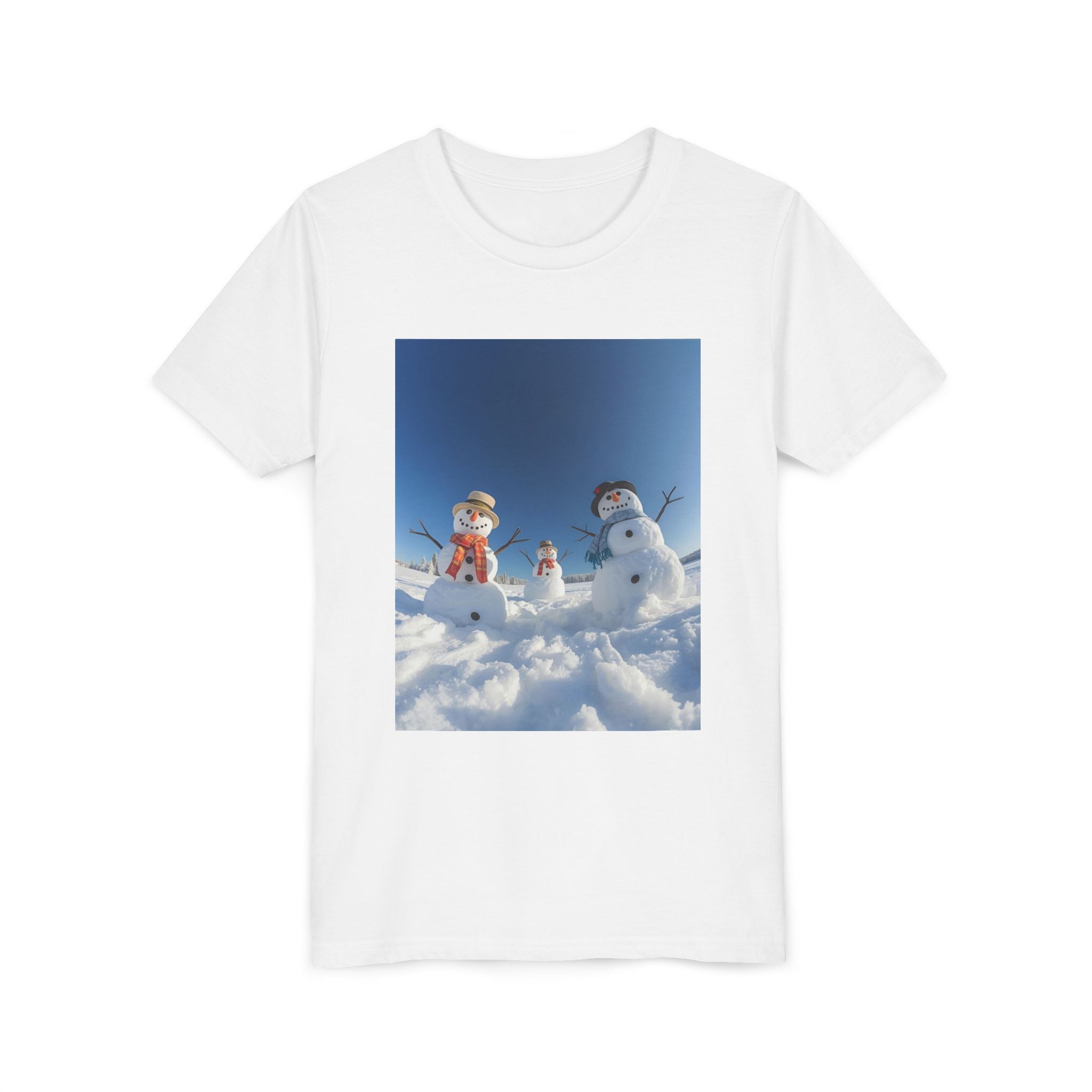 Festive Christmas Snowman Family Youth Short Sleeve Tee