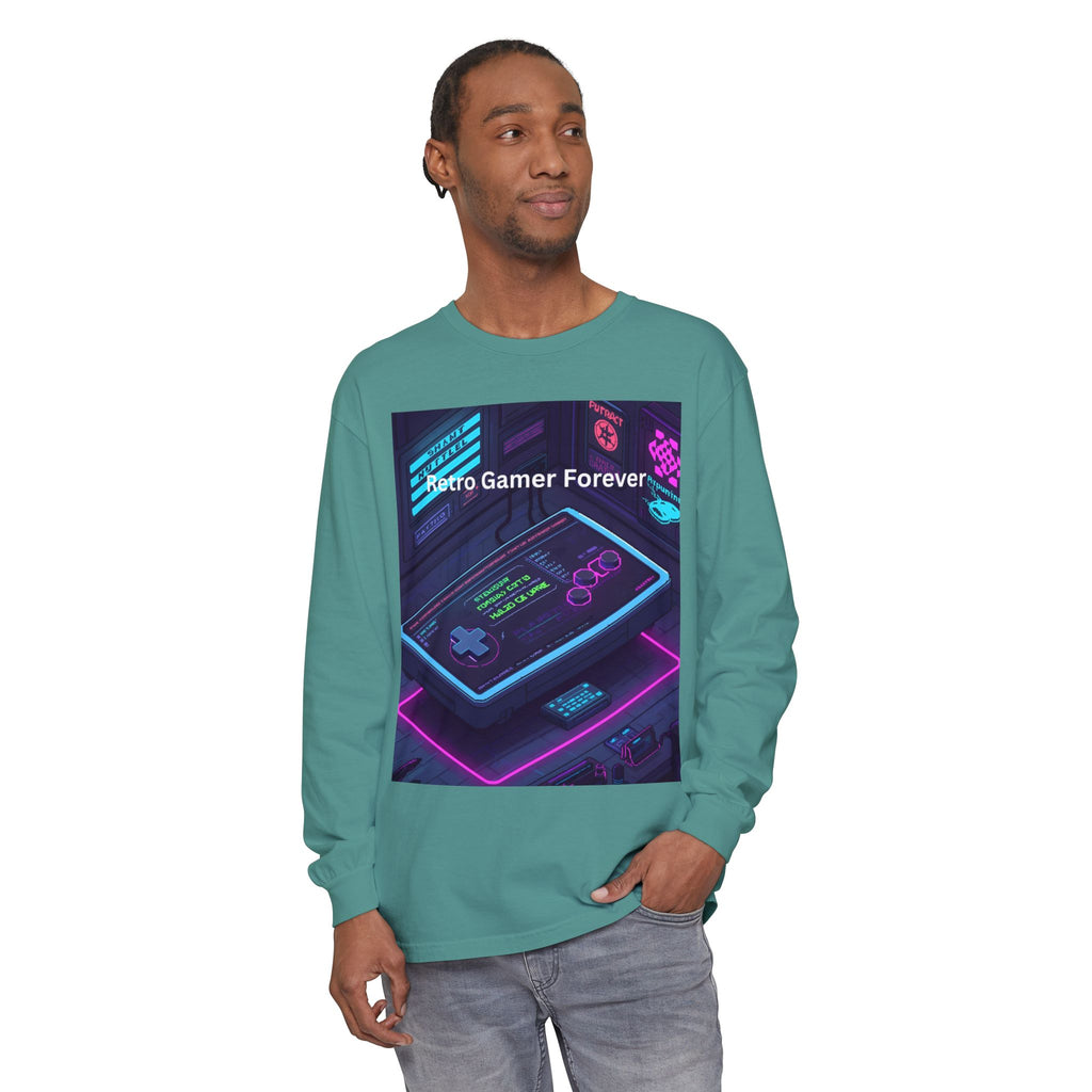 Retro Game Controller Unisex Garment-dyed Long Sleeve T-Shirt